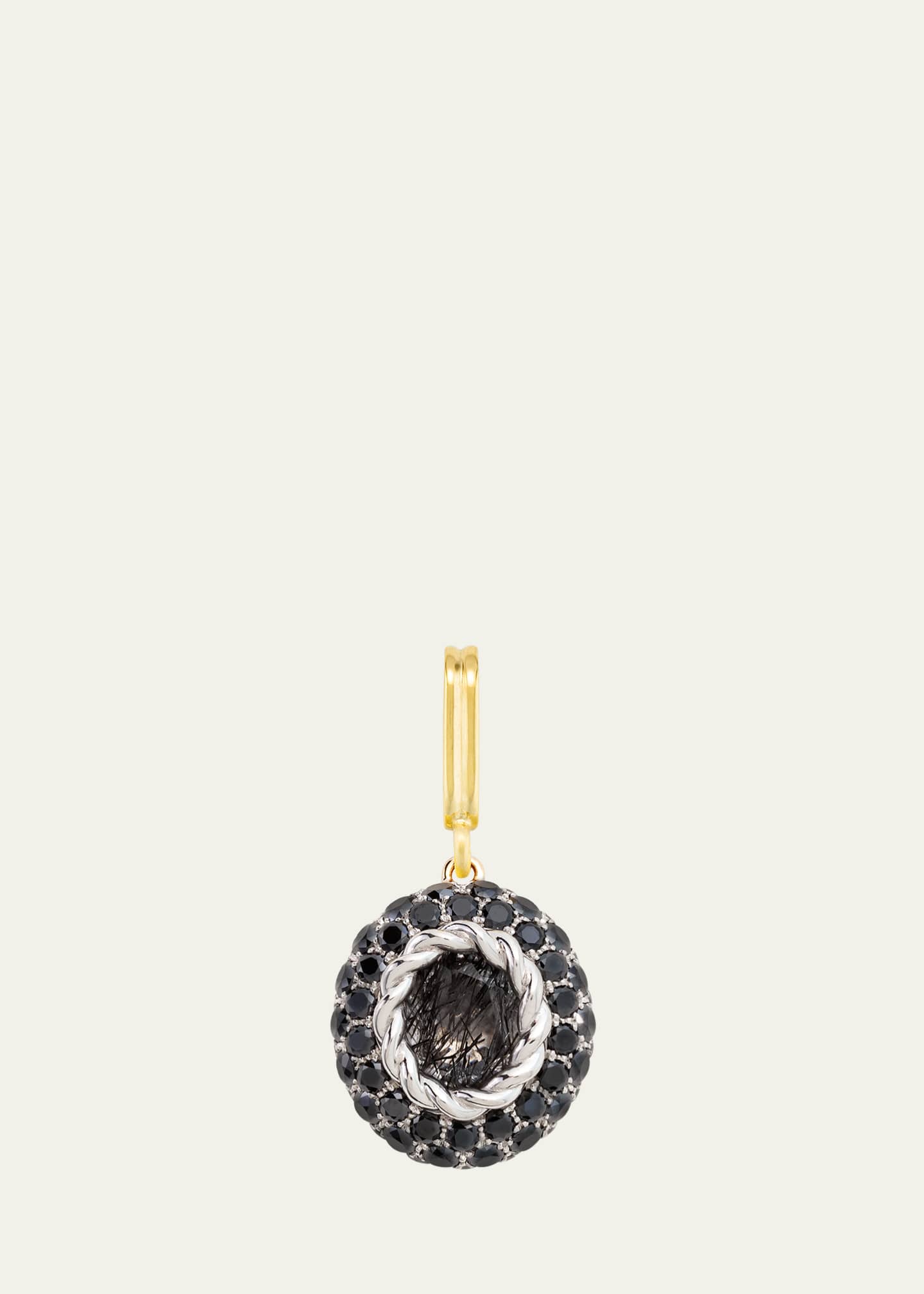Mellerio 18K Yellow Gold and Platinum Baby Black Queen Medal Charm with Black Tourmaline Quartz and Black Diamonds
