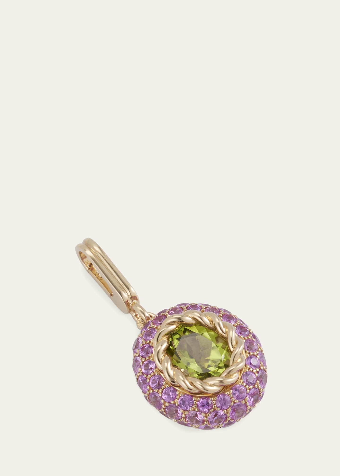 Mellerio 18K Yellow Gold Baby Fields Medal Charm with Peridot and Pink Sapphires Image 5 of 5