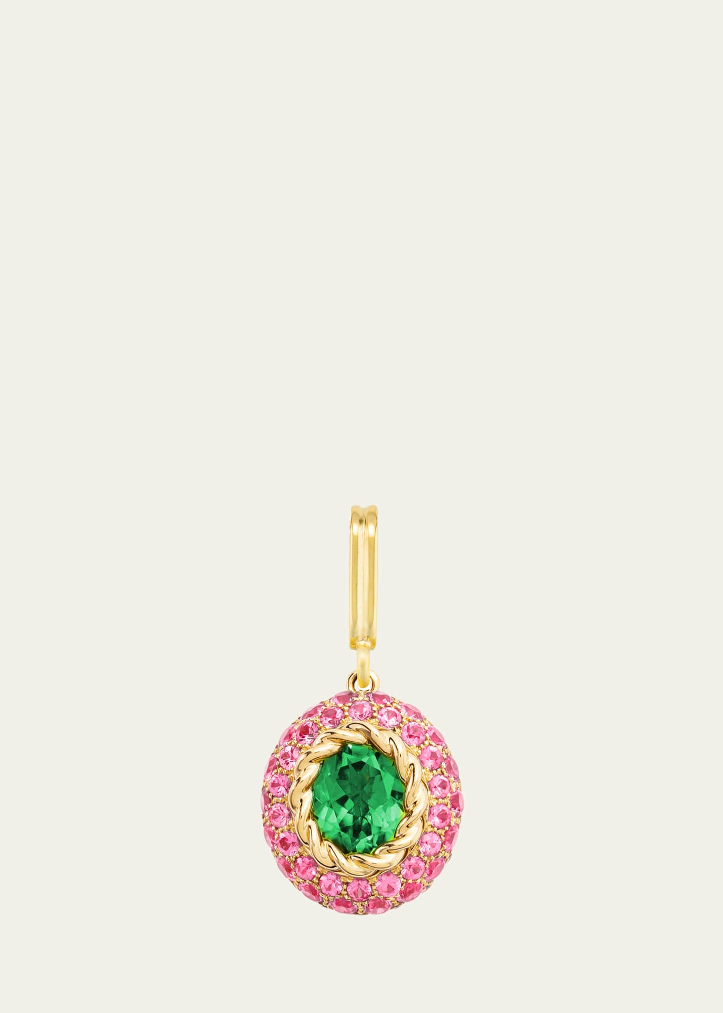 Mellerio 18K Yellow Gold Baby Fields Medal Charm with Peridot and Pink Sapphires Image 1 of 5