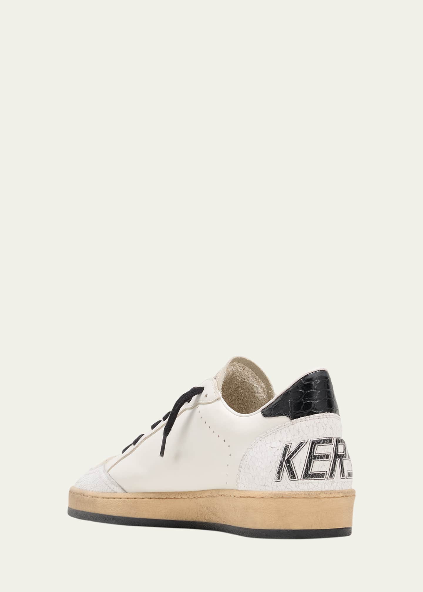 Golden Goose Men's Ballstar Crackle-Heel Leather Low-Top Sneakers Image 4 of 5