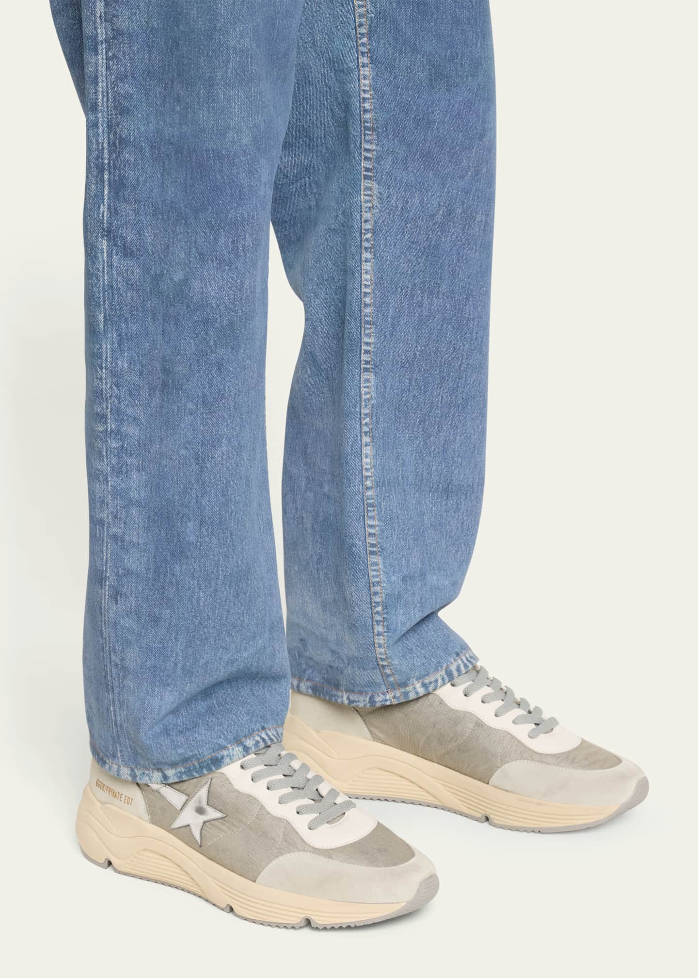 Golden Goose Men's Running Sole Nylon and Suede Runner Sneakers Image 2 of 5