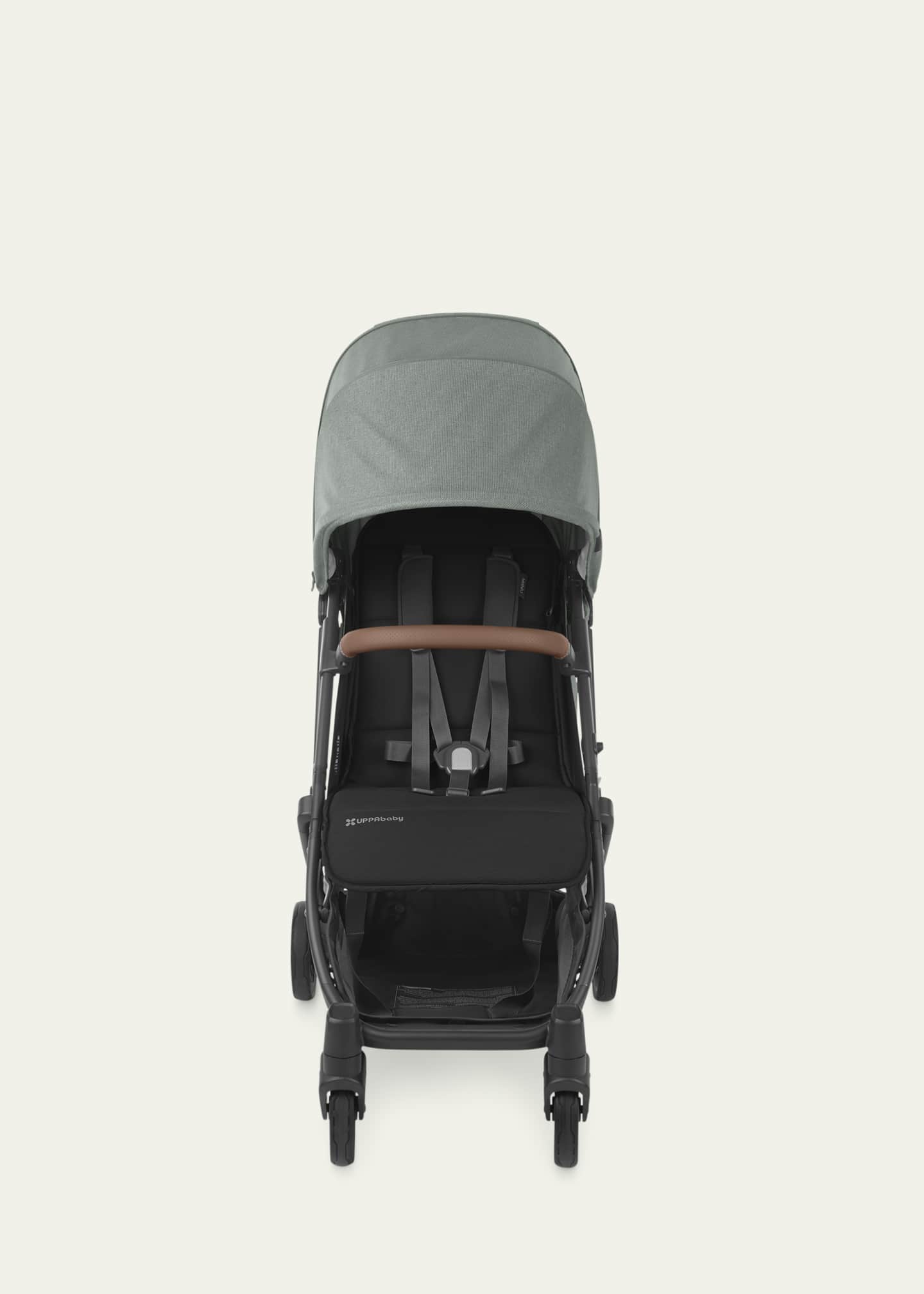 UPPAbaby Minu V2 Stroller - Gwen - Green Melange Carbon Frame Saddle Leather Image 2 of 4
