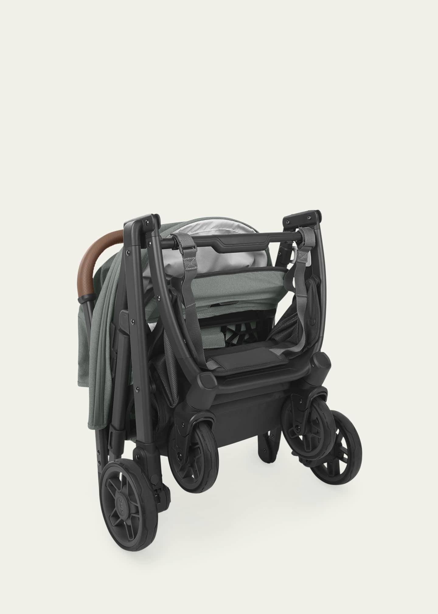 UPPAbaby Minu V2 Stroller - Gwen - Green Melange Carbon Frame Saddle Leather Image 3 of 4