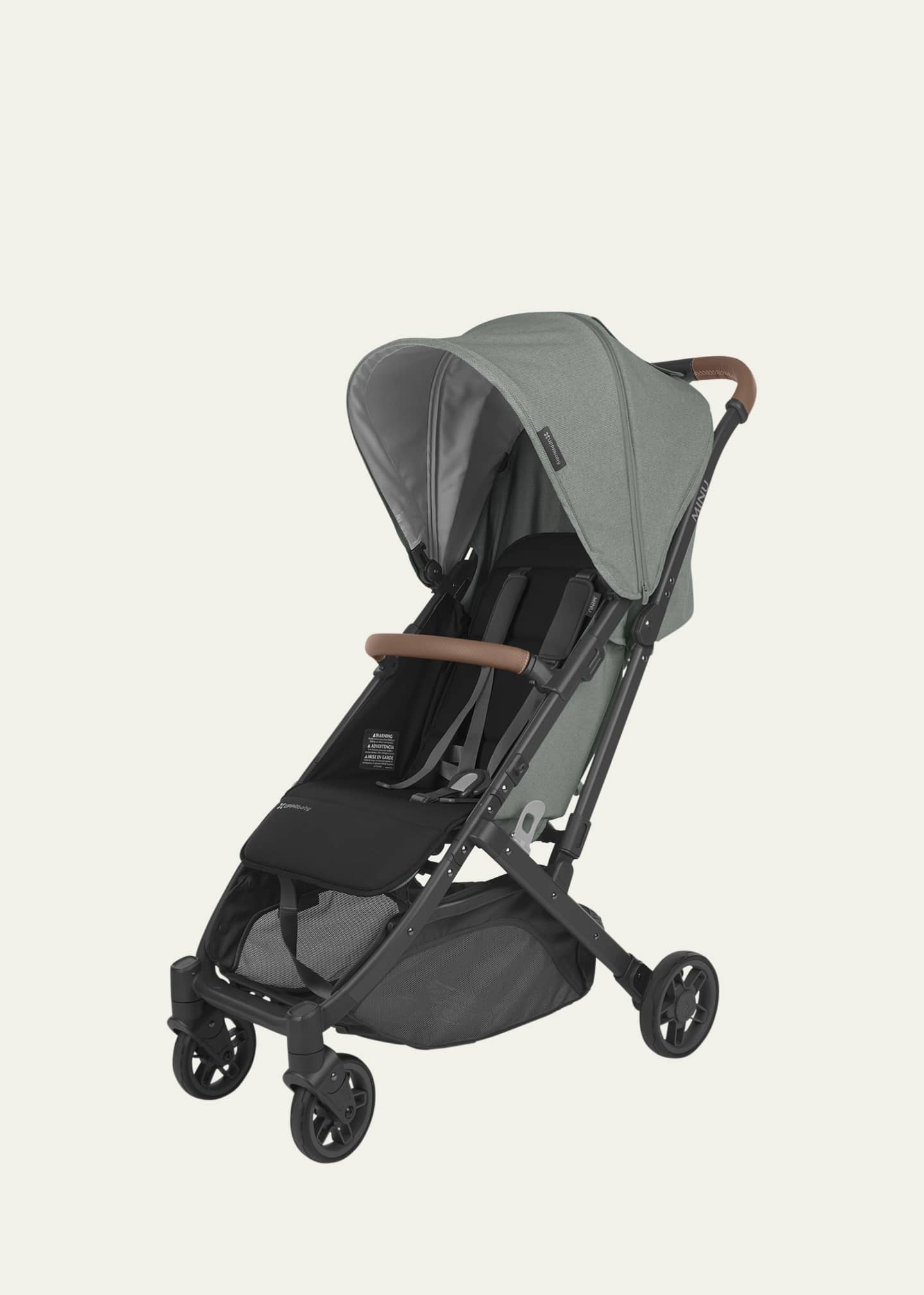 UPPAbaby Minu V2 Stroller - Gwen - Green Melange Carbon Frame Saddle Leather Image 1 of 4