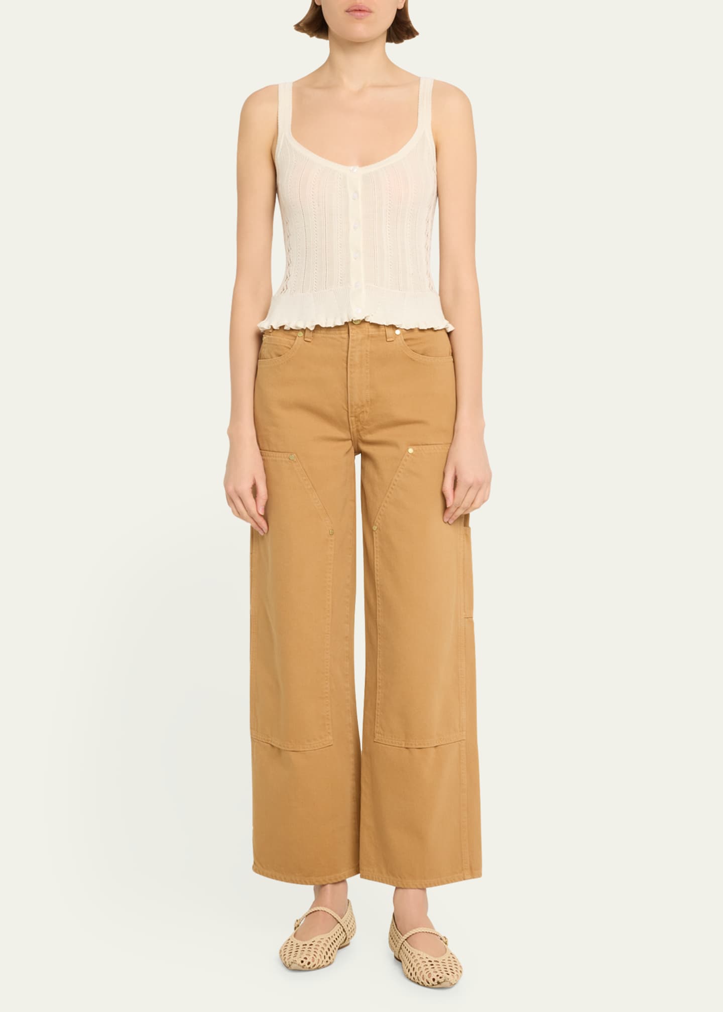 Ulla Johnson Callie Pointelle Silk and Cotton Tank Top Image 2 of 5