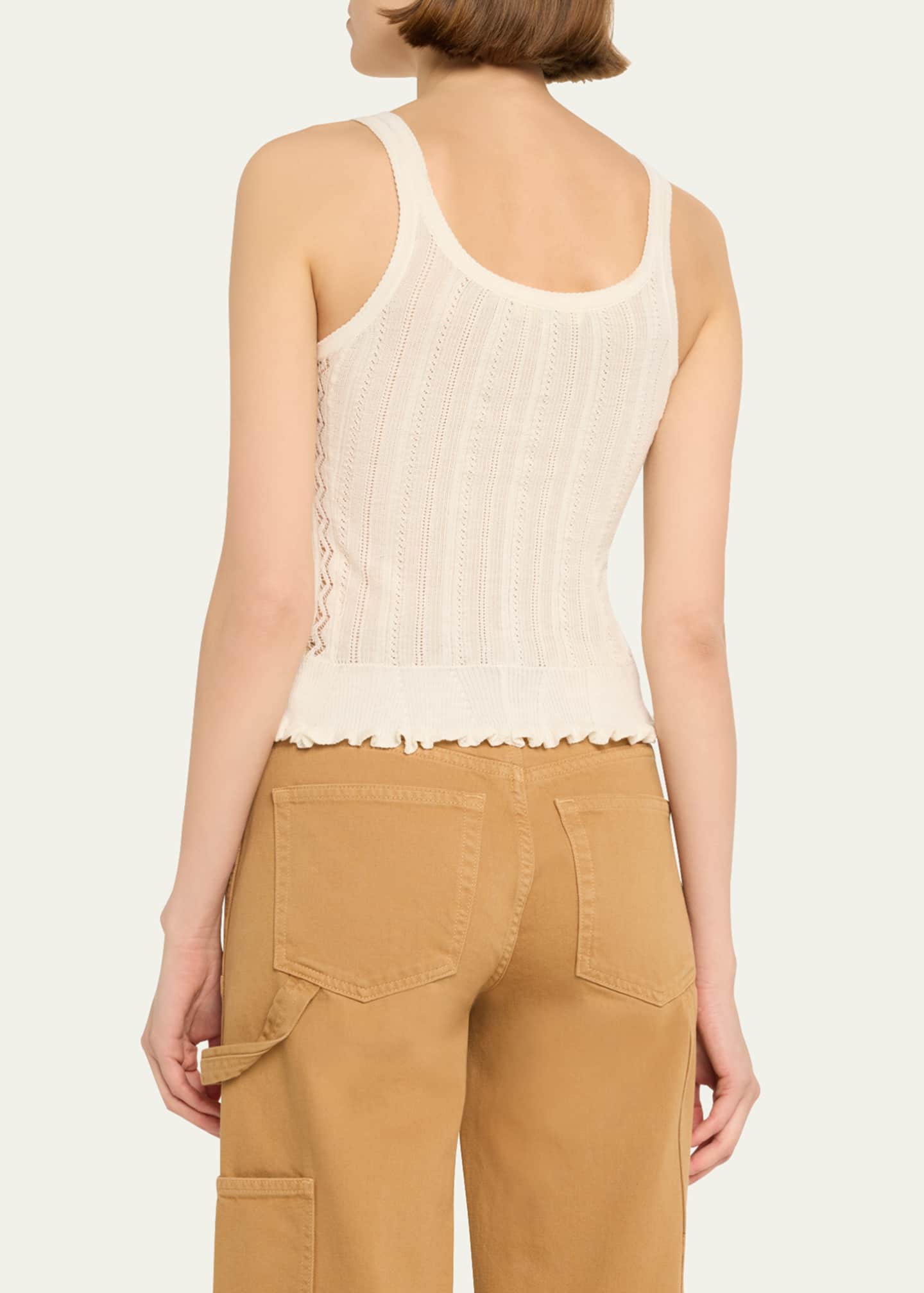 Ulla Johnson Callie Pointelle Silk and Cotton Tank Top Image 3 of 5
