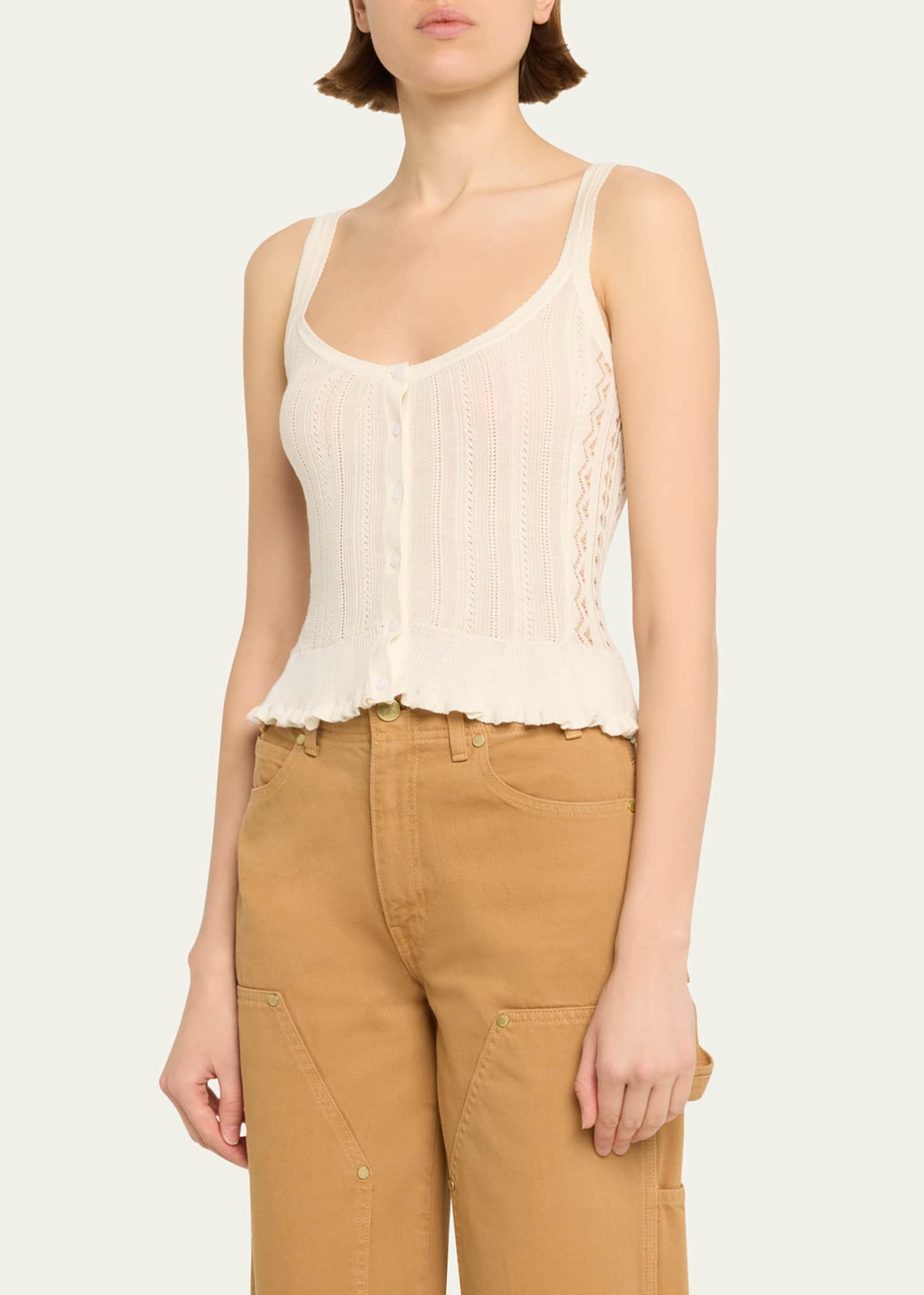 Ulla Johnson Callie Pointelle Silk and Cotton Tank Top Image 4 of 5