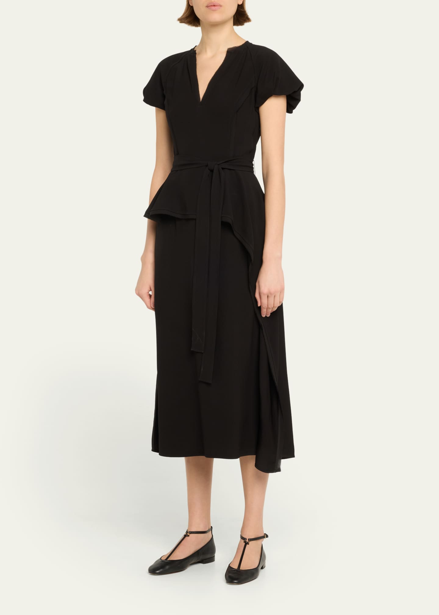 Ulla Johnson Demetria Belted V Neck Midi Dress Bergdorf Goodman