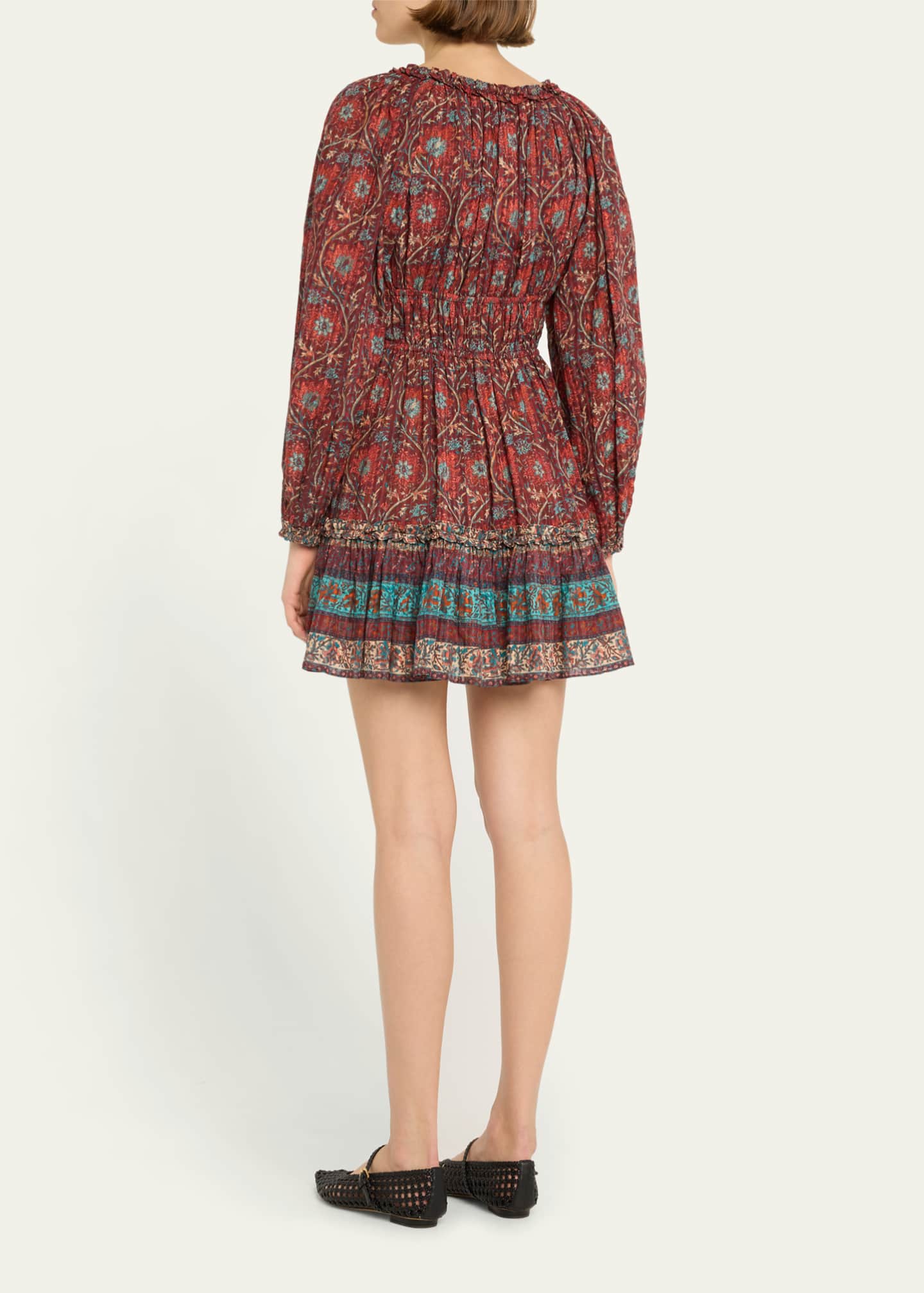 Ulla Johnson Val Printed Long-Sleeve Mini Dress Image 3 of 5