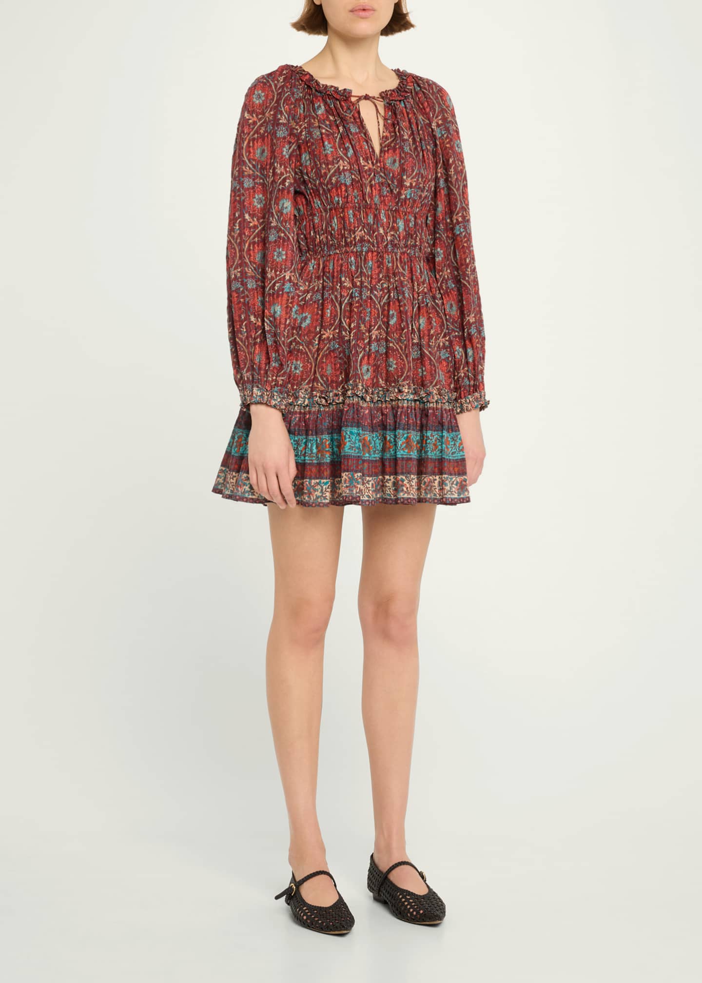Ulla Johnson Val Printed Long-Sleeve Mini Dress Image 4 of 5