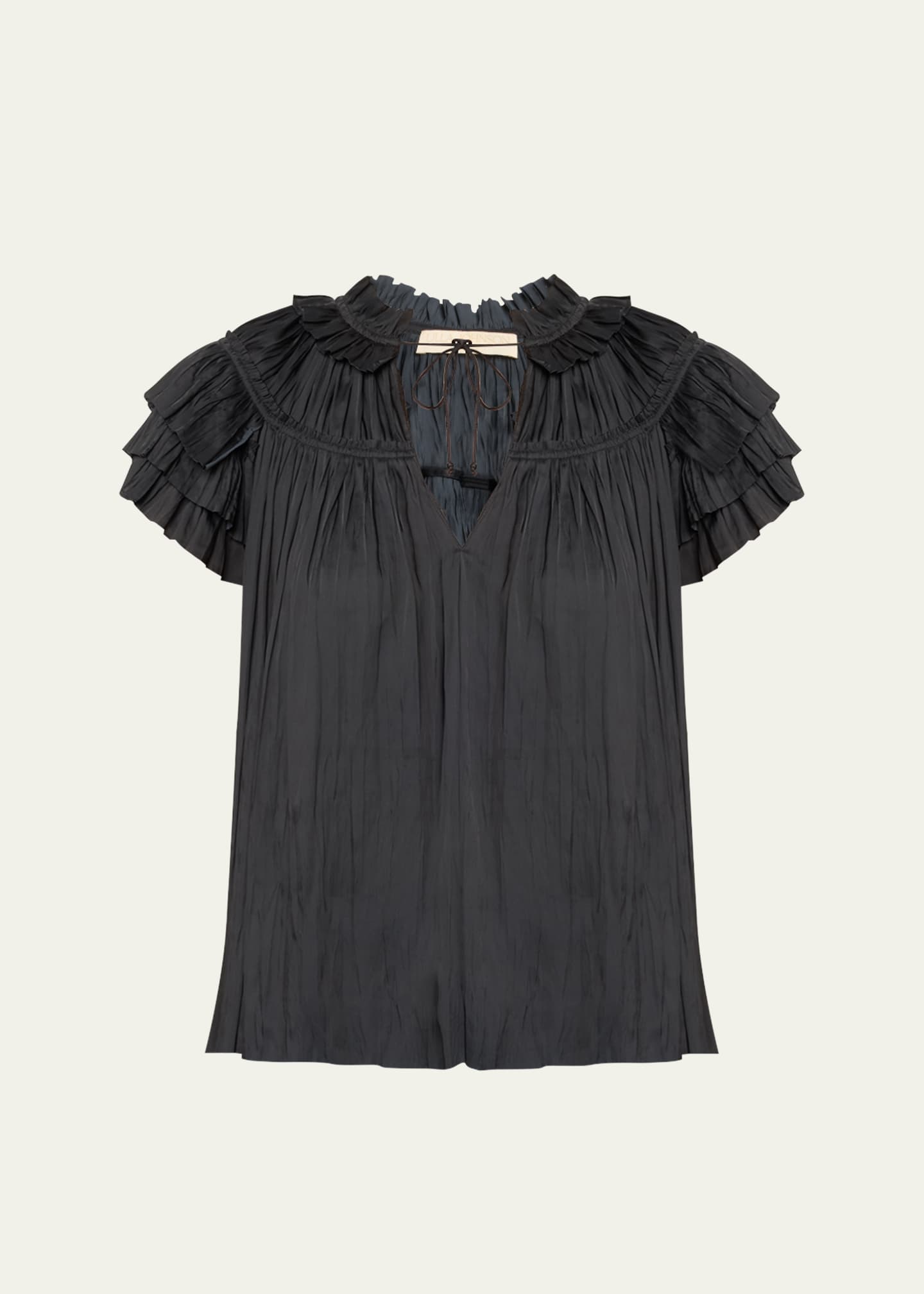 Ulla Johnson Liv Pleated Tiered-Sleeve Top Image 1 of 5