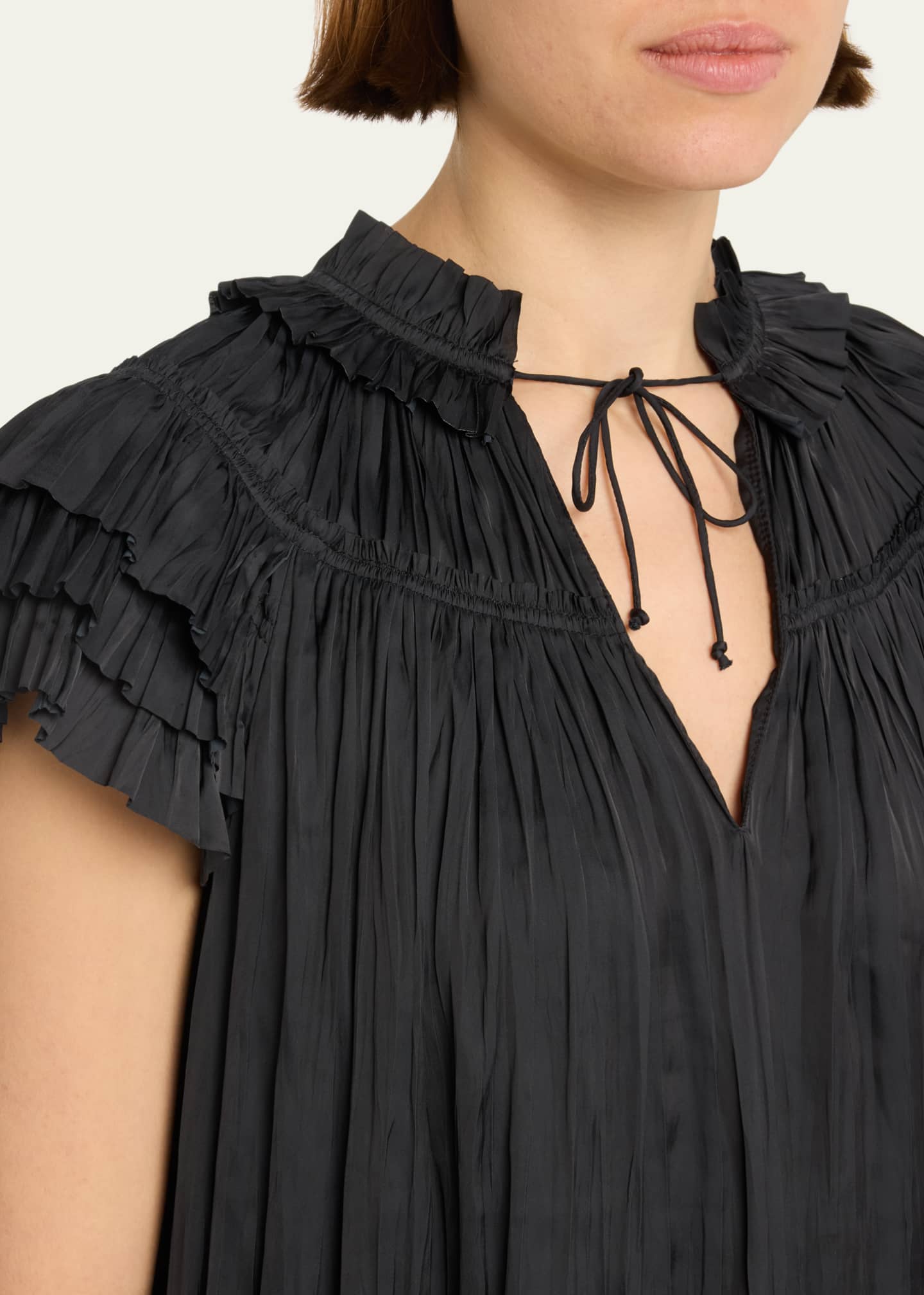Ulla Johnson Liv Pleated Tiered-Sleeve Top Image 5 of 5