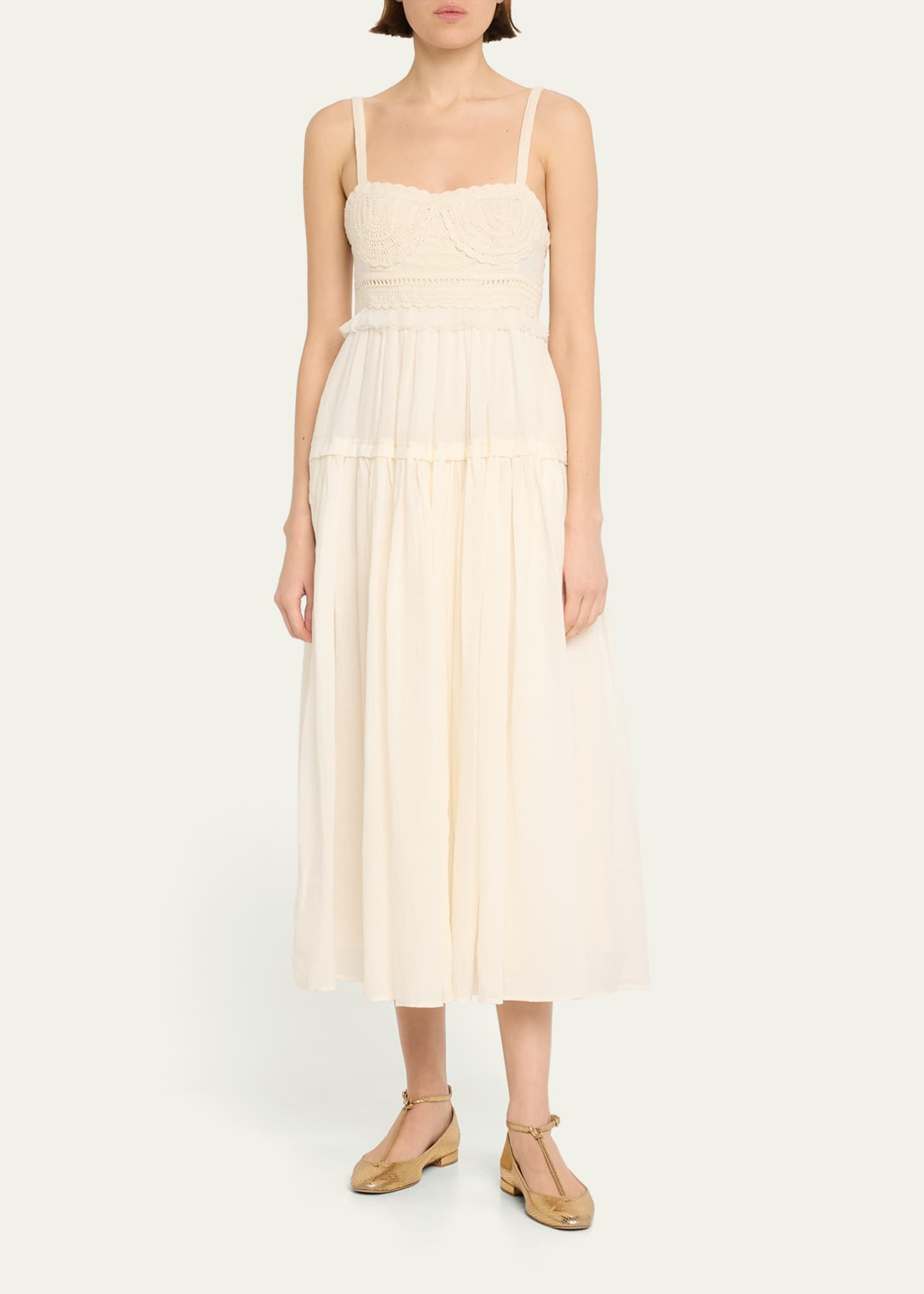 Ulla Johnson Gisella Embroidered A-Line Midi Dress Image 2 of 5