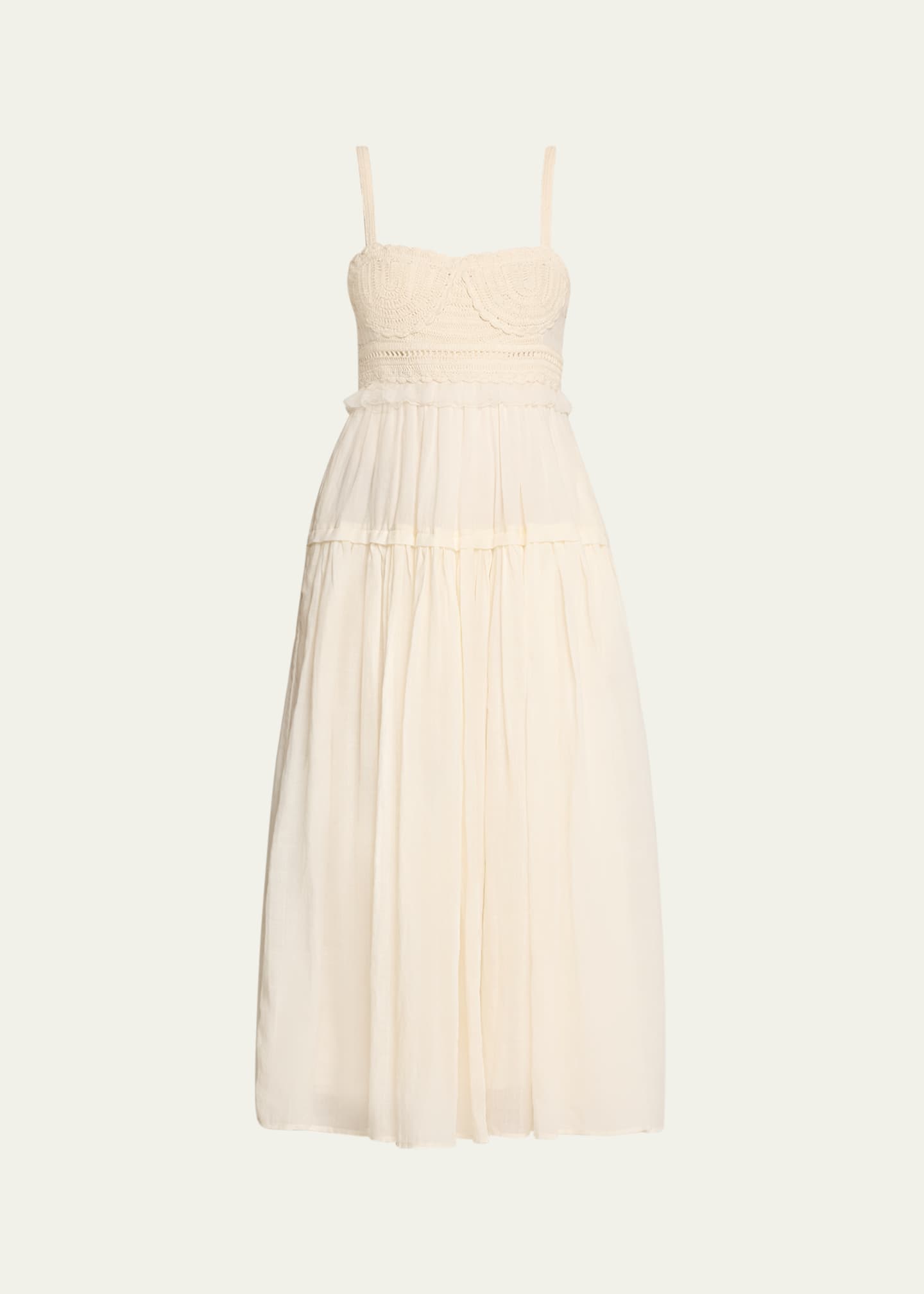 Ulla Johnson Gisella Embroidered A-Line Midi Dress Image 1 of 5