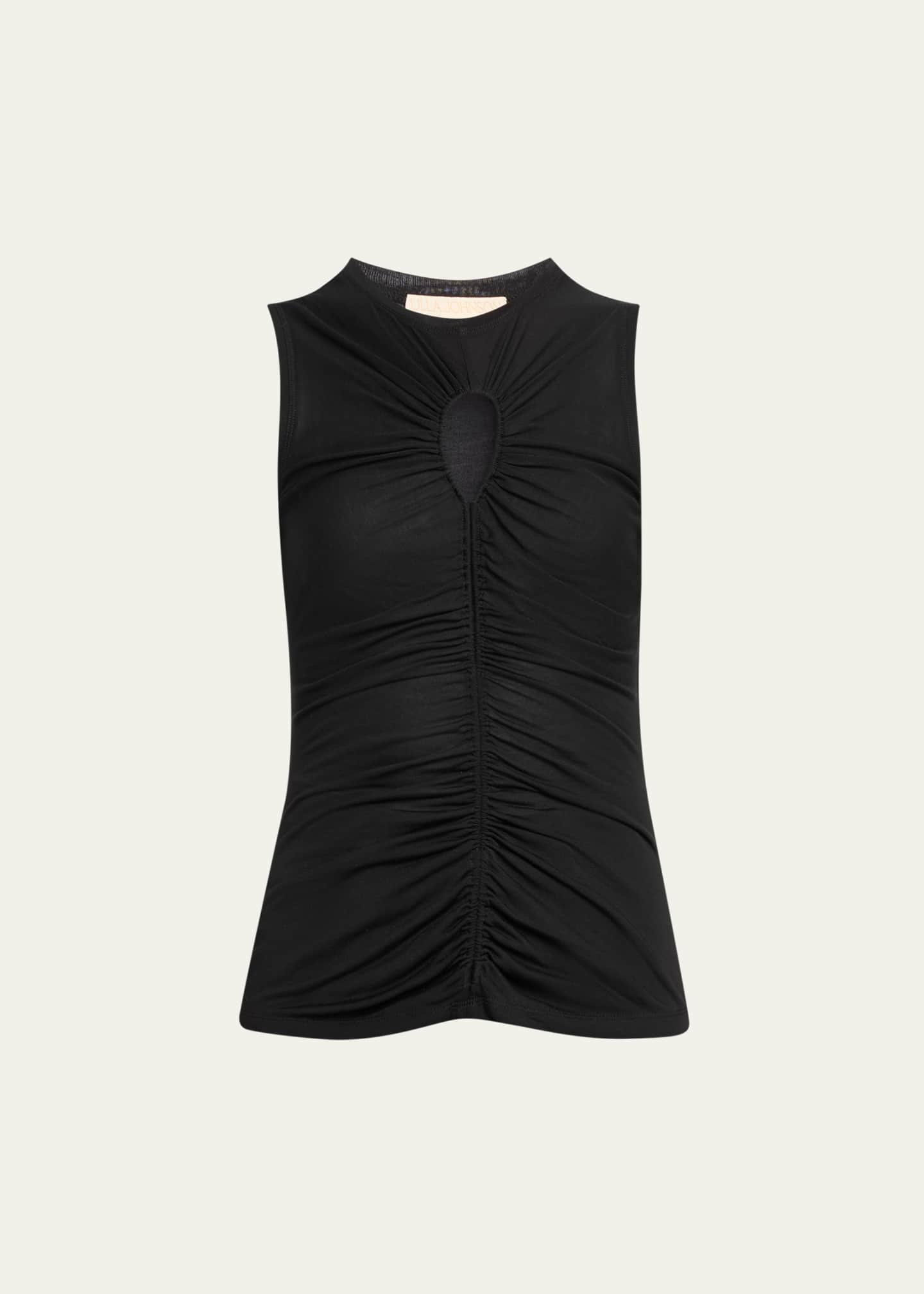 Ulla Johnson Gabi Cutout Gathered Jersey Tank Top Image 1 of 5