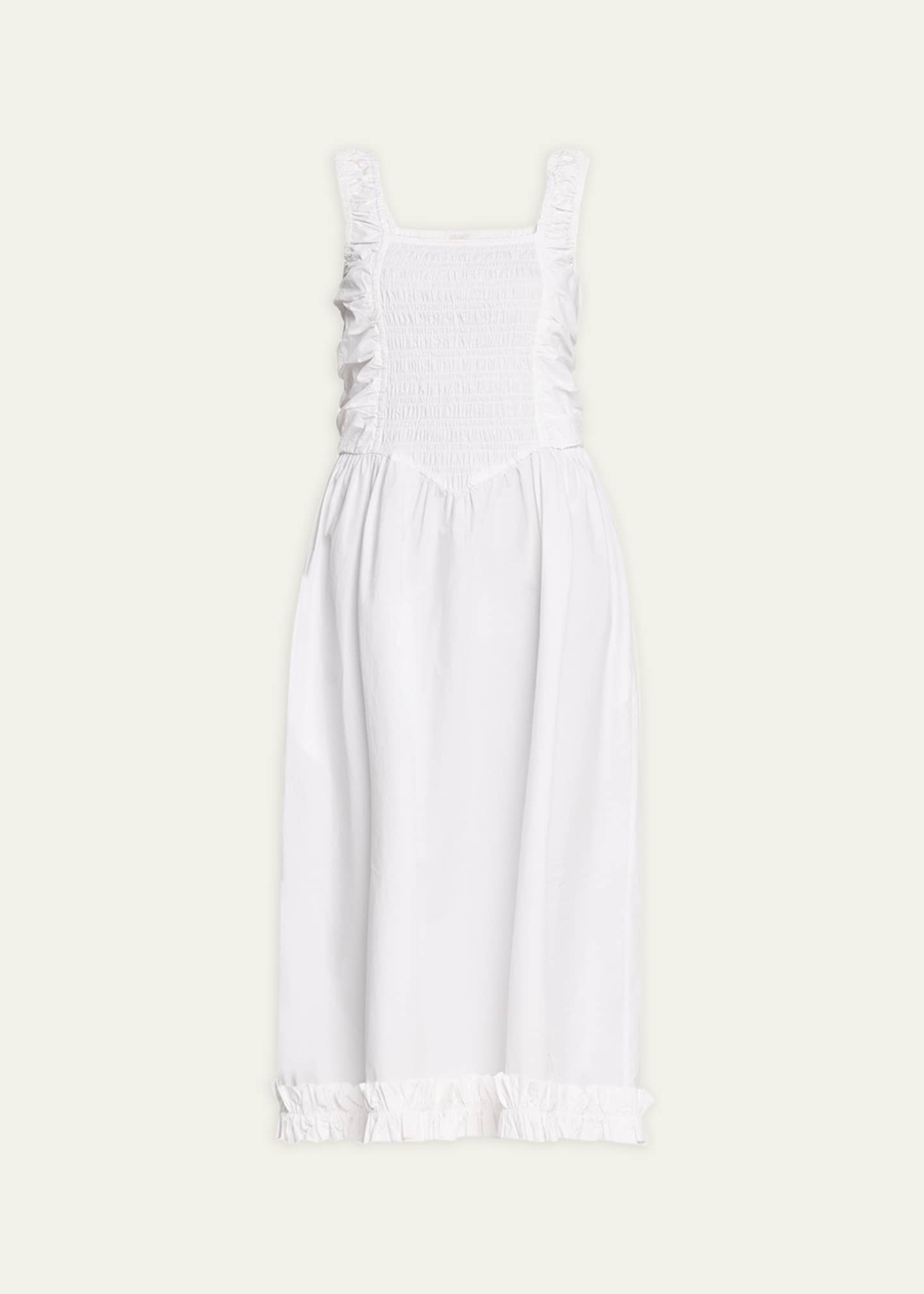 Ganni Strappy Cotton Poplin Midi Smock Dress Image 1 of 5