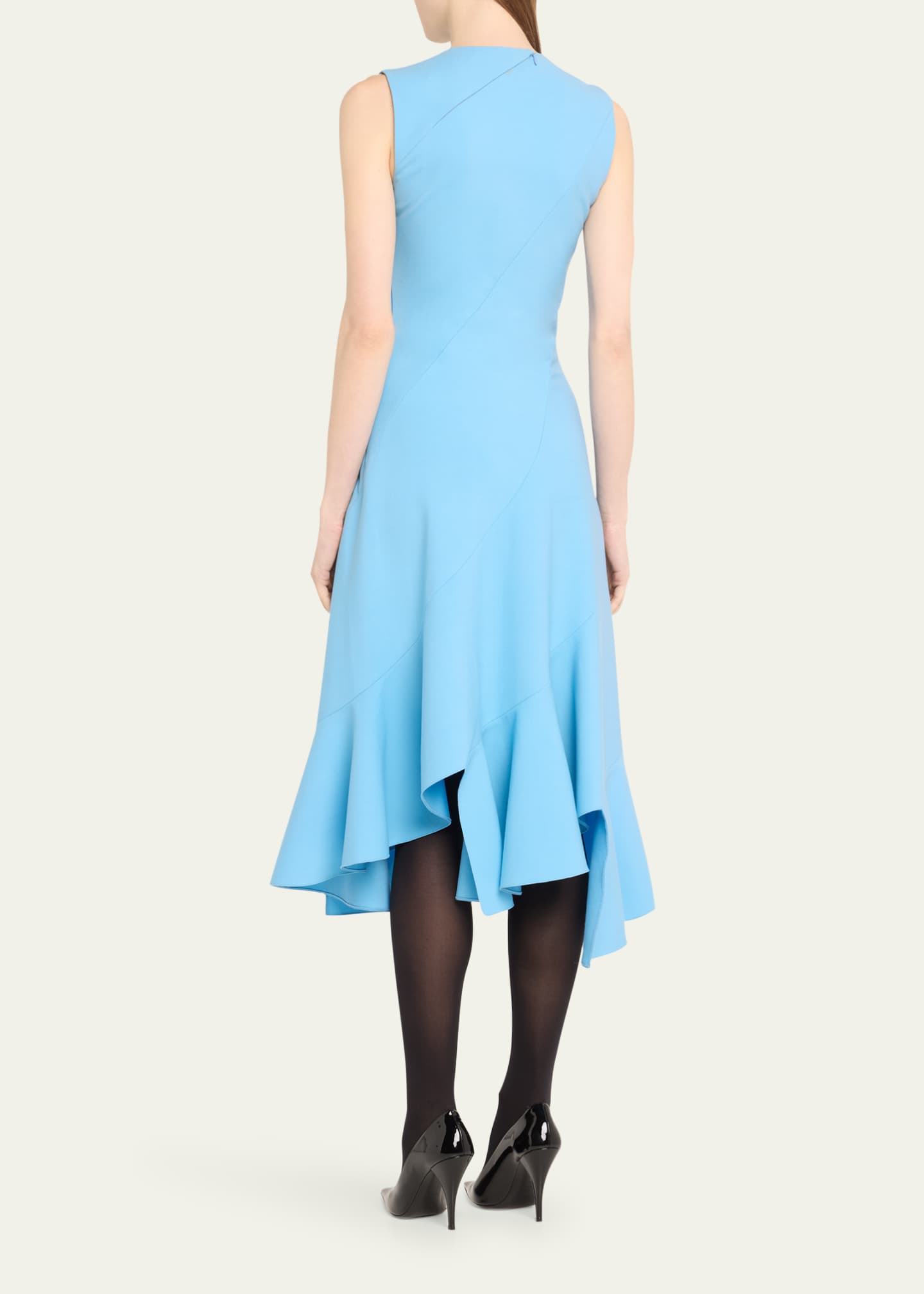 Oscar de la Renta Sleeveless Jewel-Neck Asymmetric-Hem Midi Dress Image 3 of 5