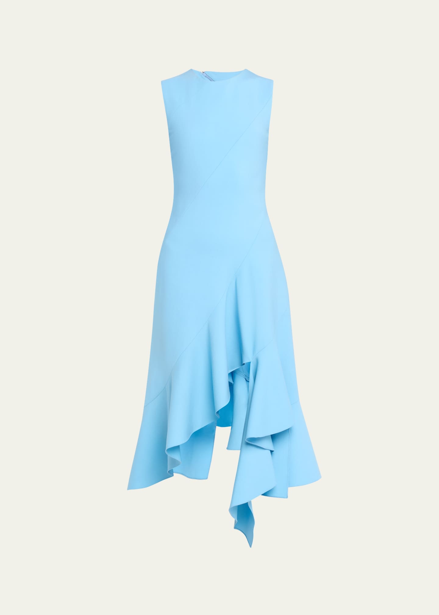 Oscar de la Renta Sleeveless Jewel-Neck Asymmetric-Hem Midi Dress Image 1 of 5