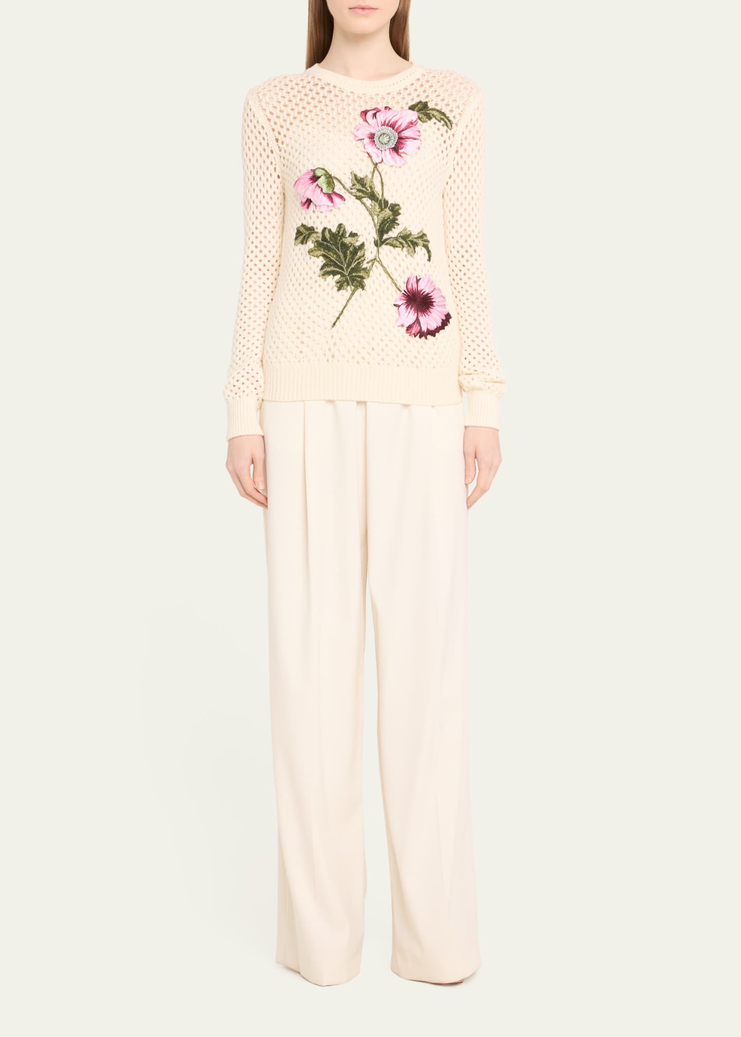 Oscar de la Renta Wool Pleated Wide-Leg Pants Image 2 of 5