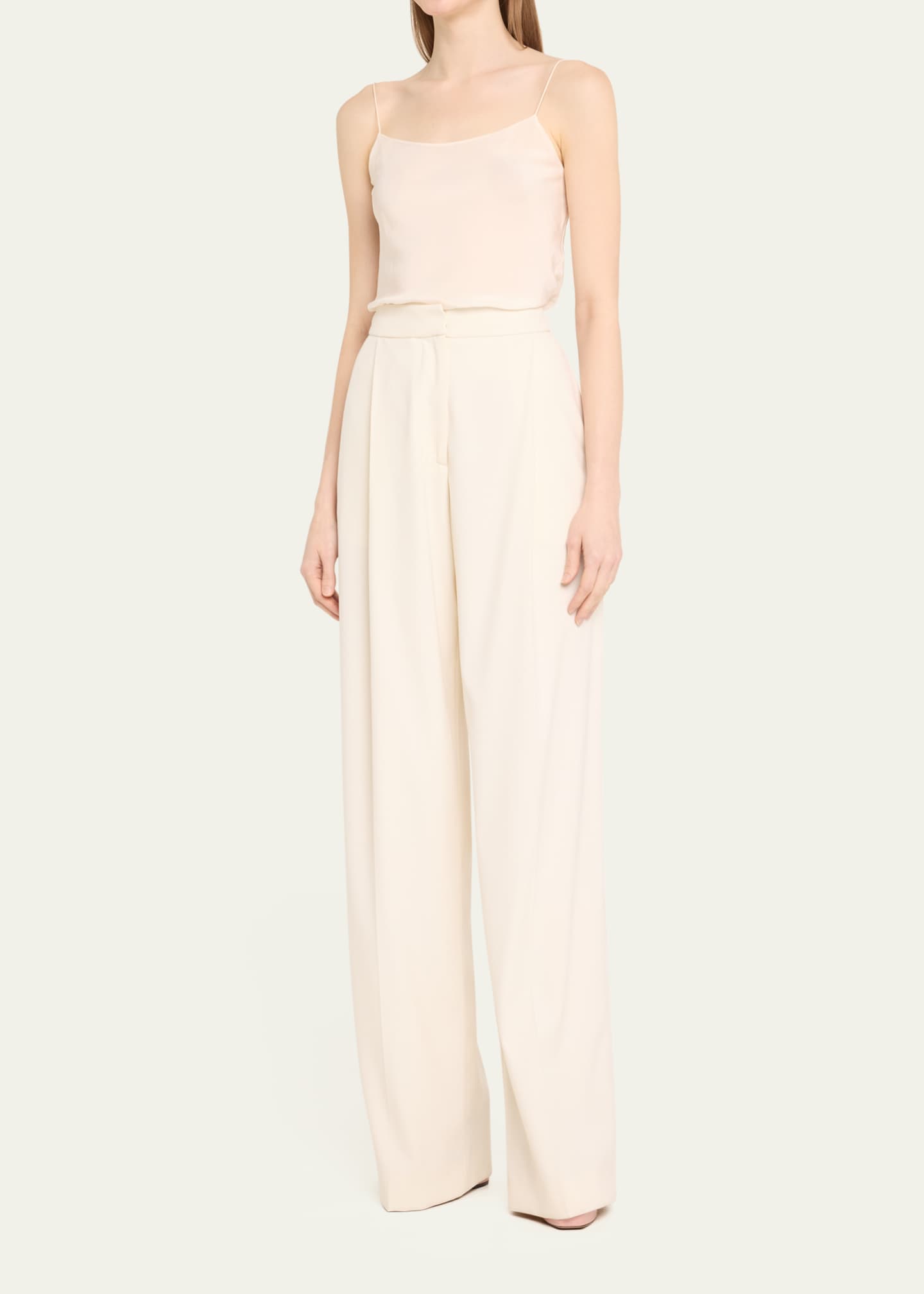 Oscar de la Renta Wool Pleated Wide-Leg Pants Image 4 of 5