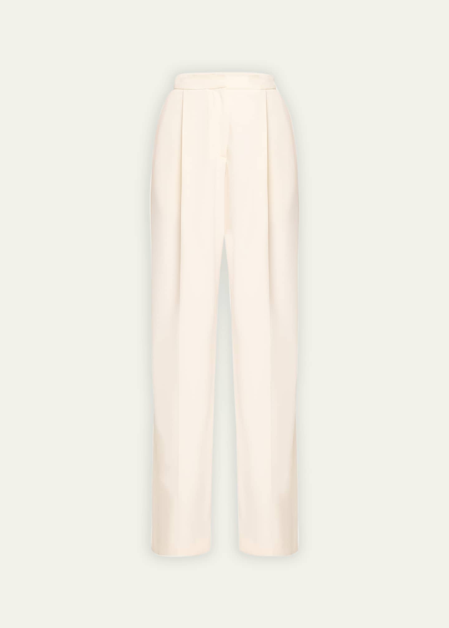 Oscar de la Renta Wool Pleated Wide-Leg Pants Image 1 of 5