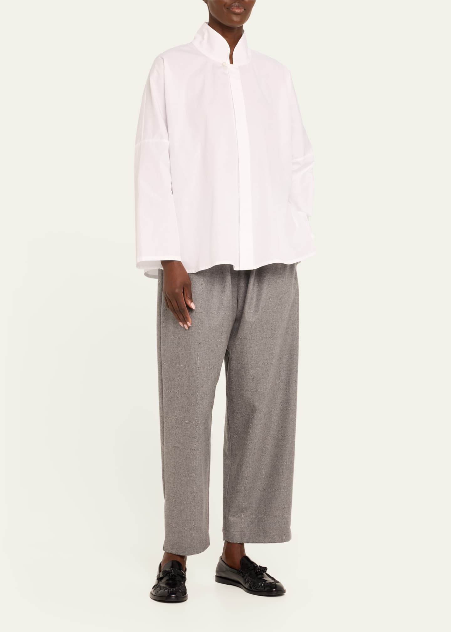 Eskandar Chinese Imperial Shirt with Chinese Collar (Mid Plus Length) Image 2 of 5