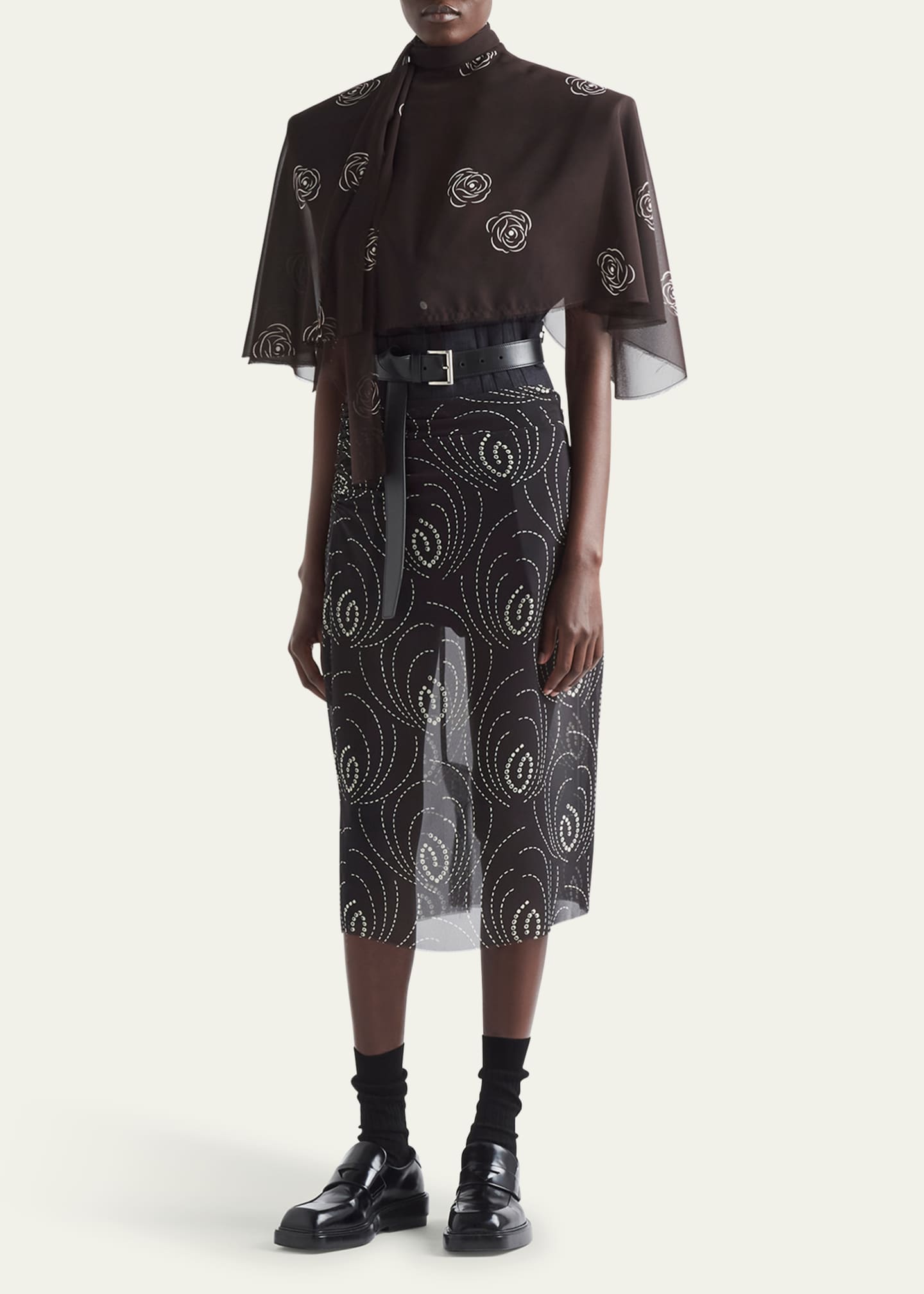 Prada Belted Cap-Sleeve Wool Vest Image 2 of 3