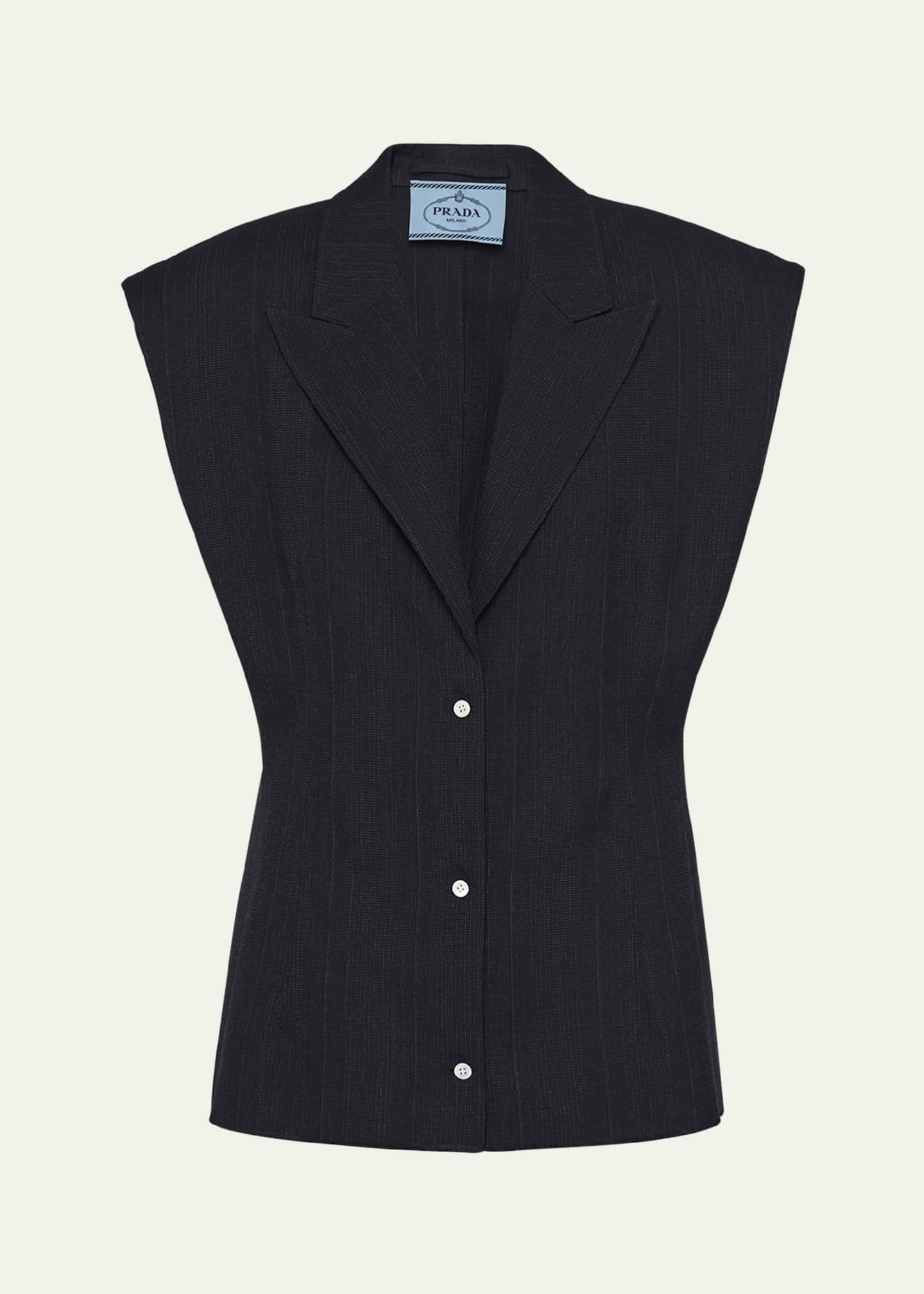 Prada Belted Cap-Sleeve Wool Vest Image 1 of 3