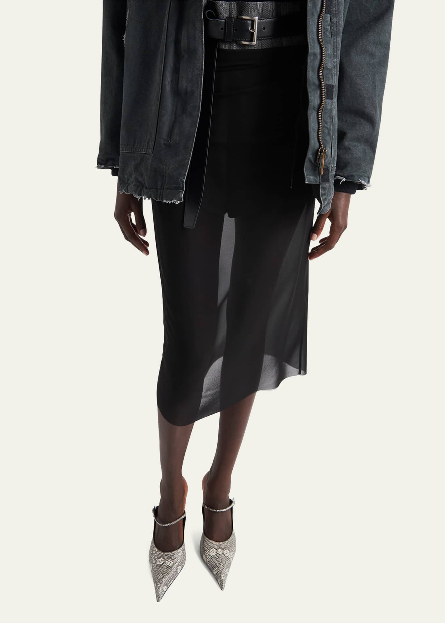 Prada Georgette Midi Skirt Image 4 of 5
