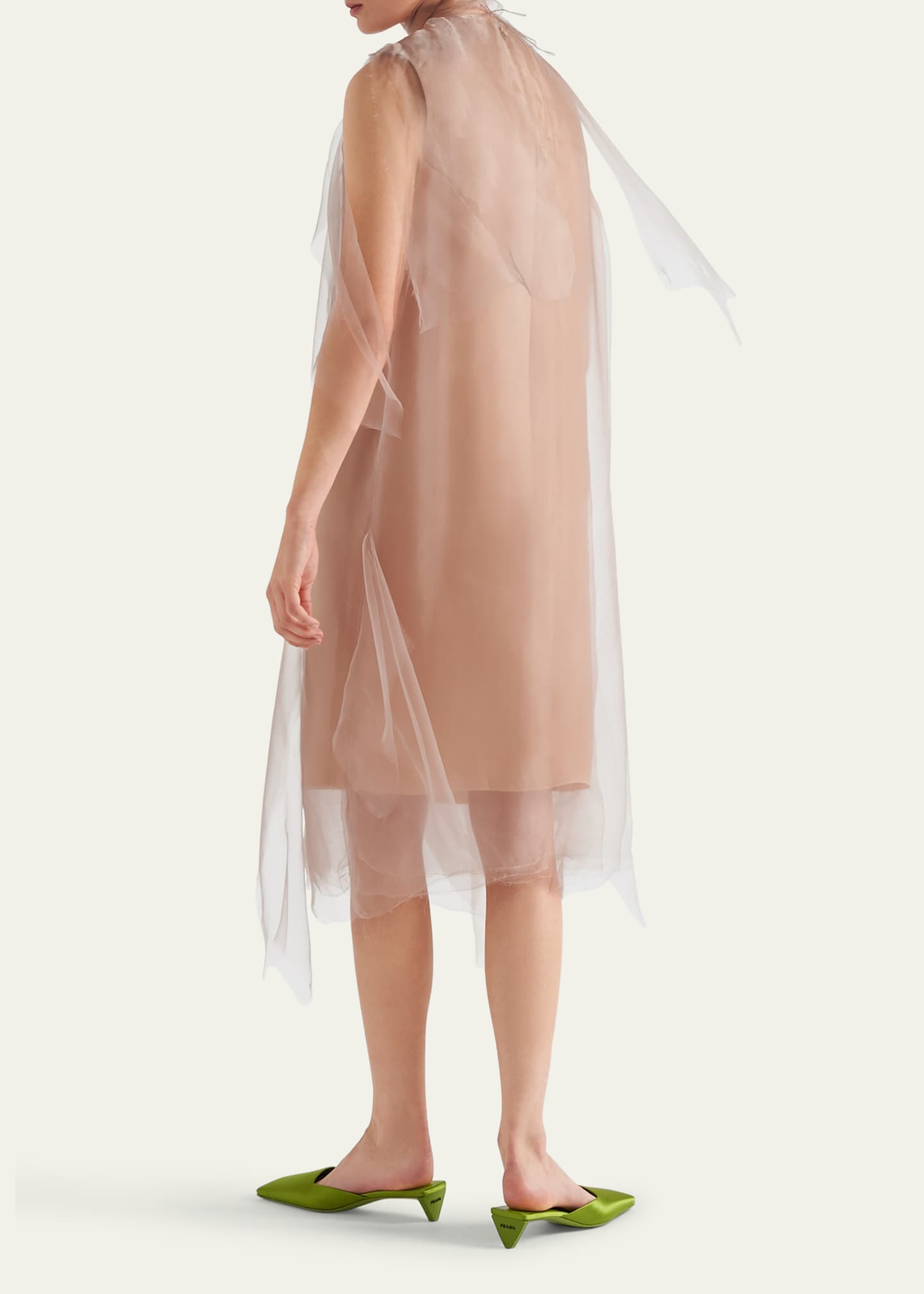 Prada Tie-Neck Technical Voile Dress Image 3 of 3