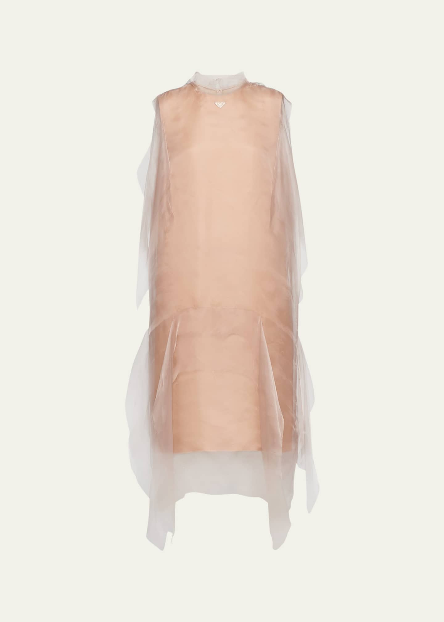 Prada Tie-Neck Technical Voile Dress Image 1 of 3