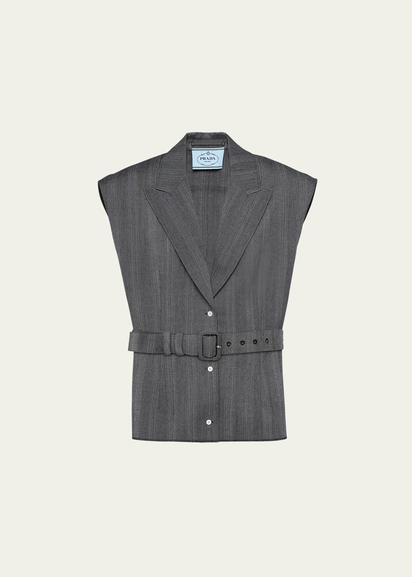 Prada Single-Breasted Pinstripe Wool Vest Image 1 of 5