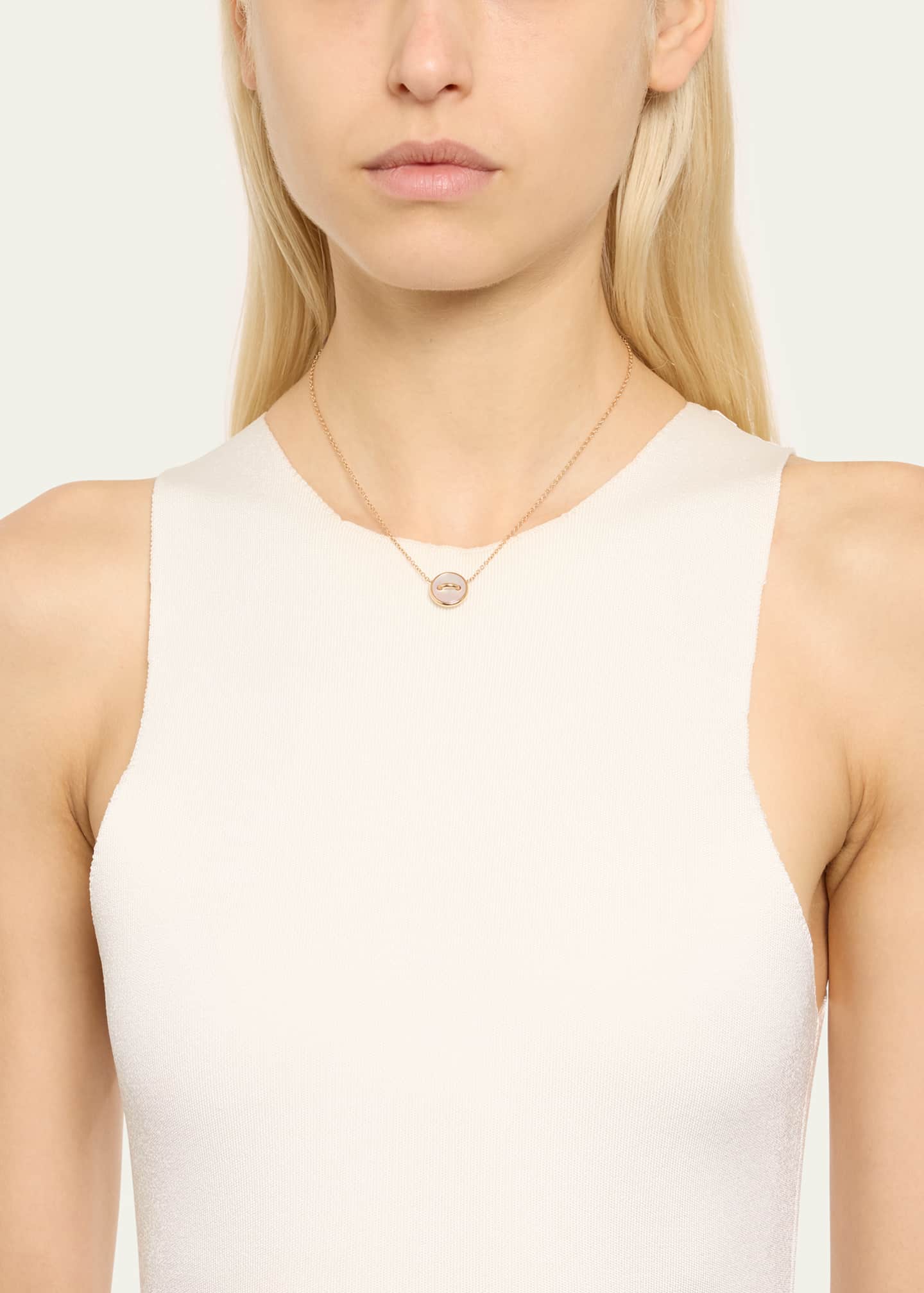 Pomellato 18K Rose Gold Dot Pave Diamond and Mother of Pearl Pendant Necklace Image 2 of 5