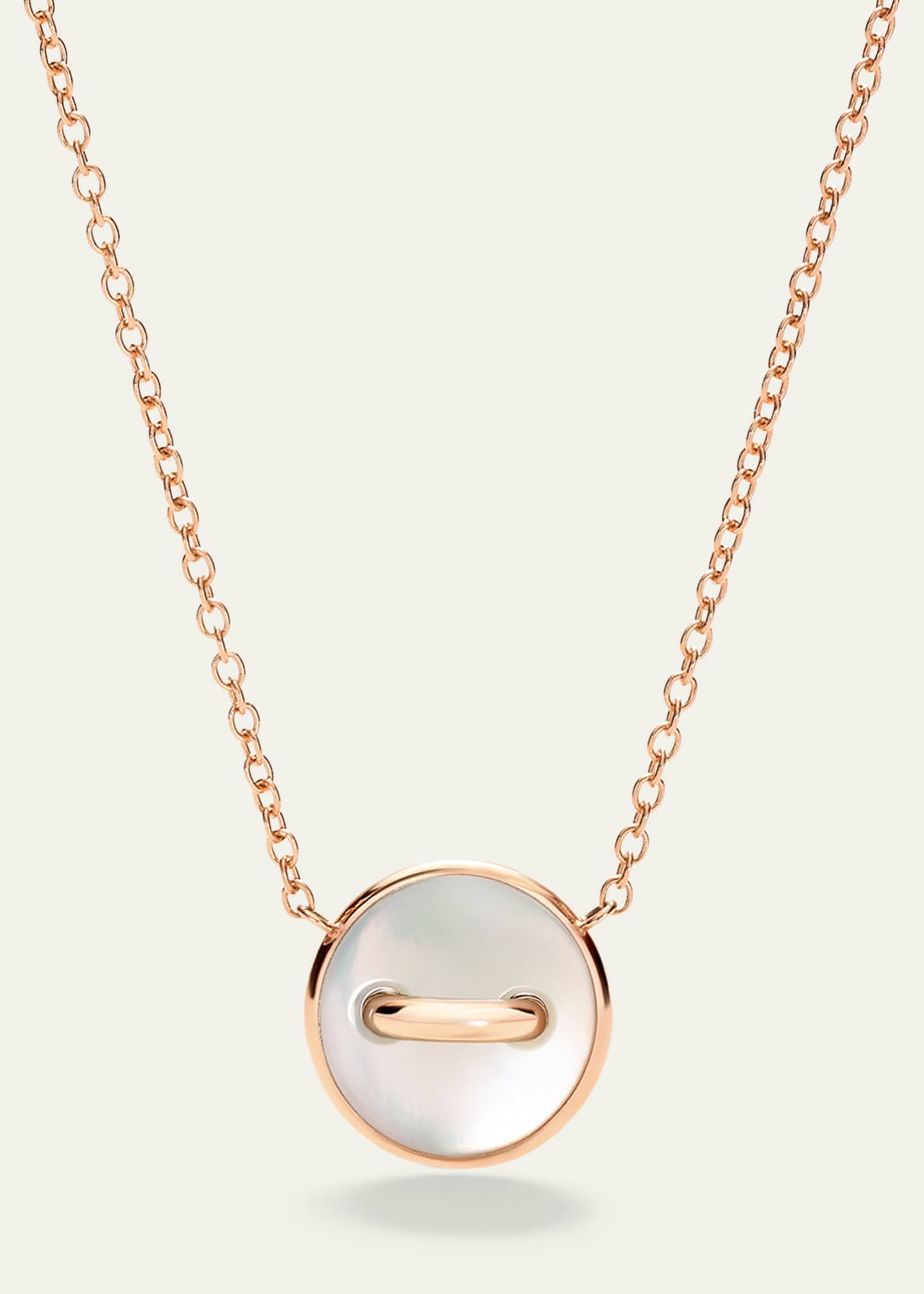 Pomellato 18K Rose Gold Dot Pave Diamond and Mother of Pearl Pendant Necklace Image 5 of 5
