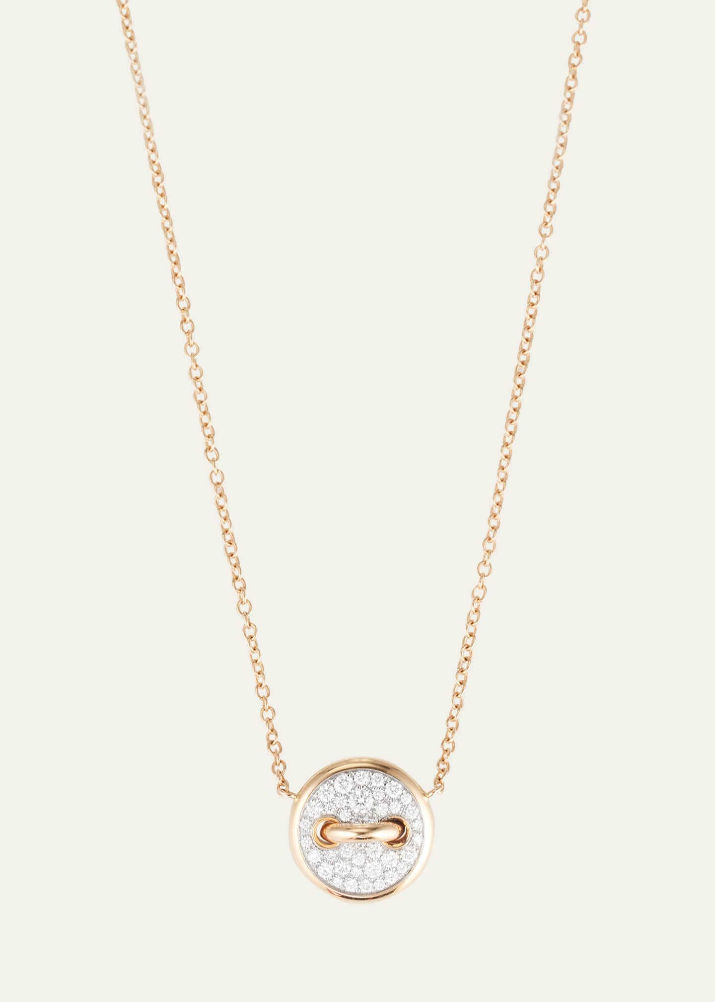 Pomellato 18K Rose Gold Dot Pave Diamond and Mother of Pearl Pendant Necklace Image 1 of 5