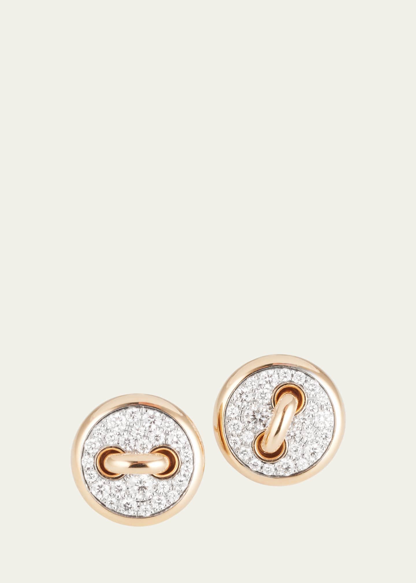 Pomellato 18K Rose Gold Pom Pom Dot Pave Diamond Stud Earrings Image 1 of 4