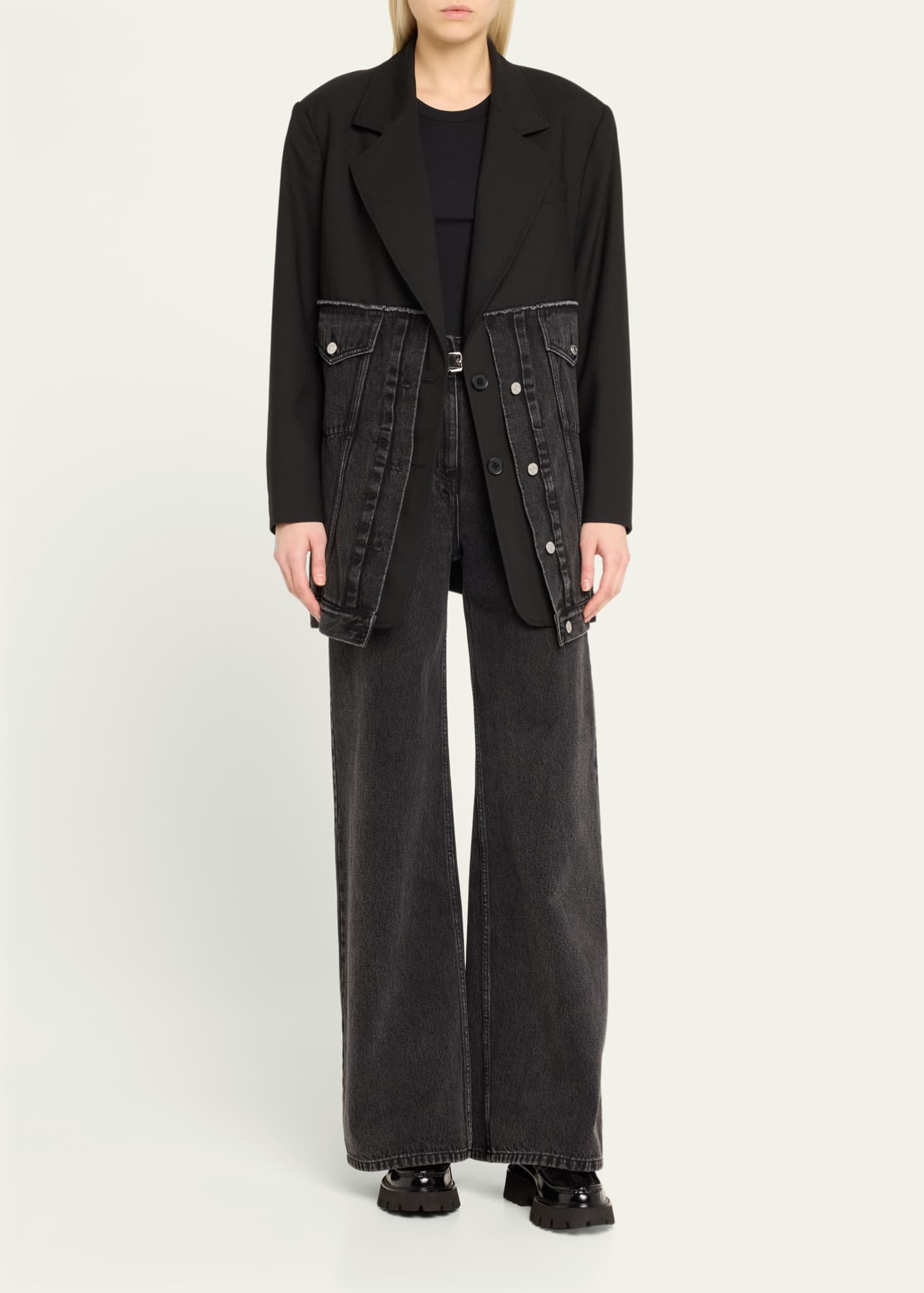 3.1 Phillip Lim Belted Wide-Leg Jeans Image 2 of 5
