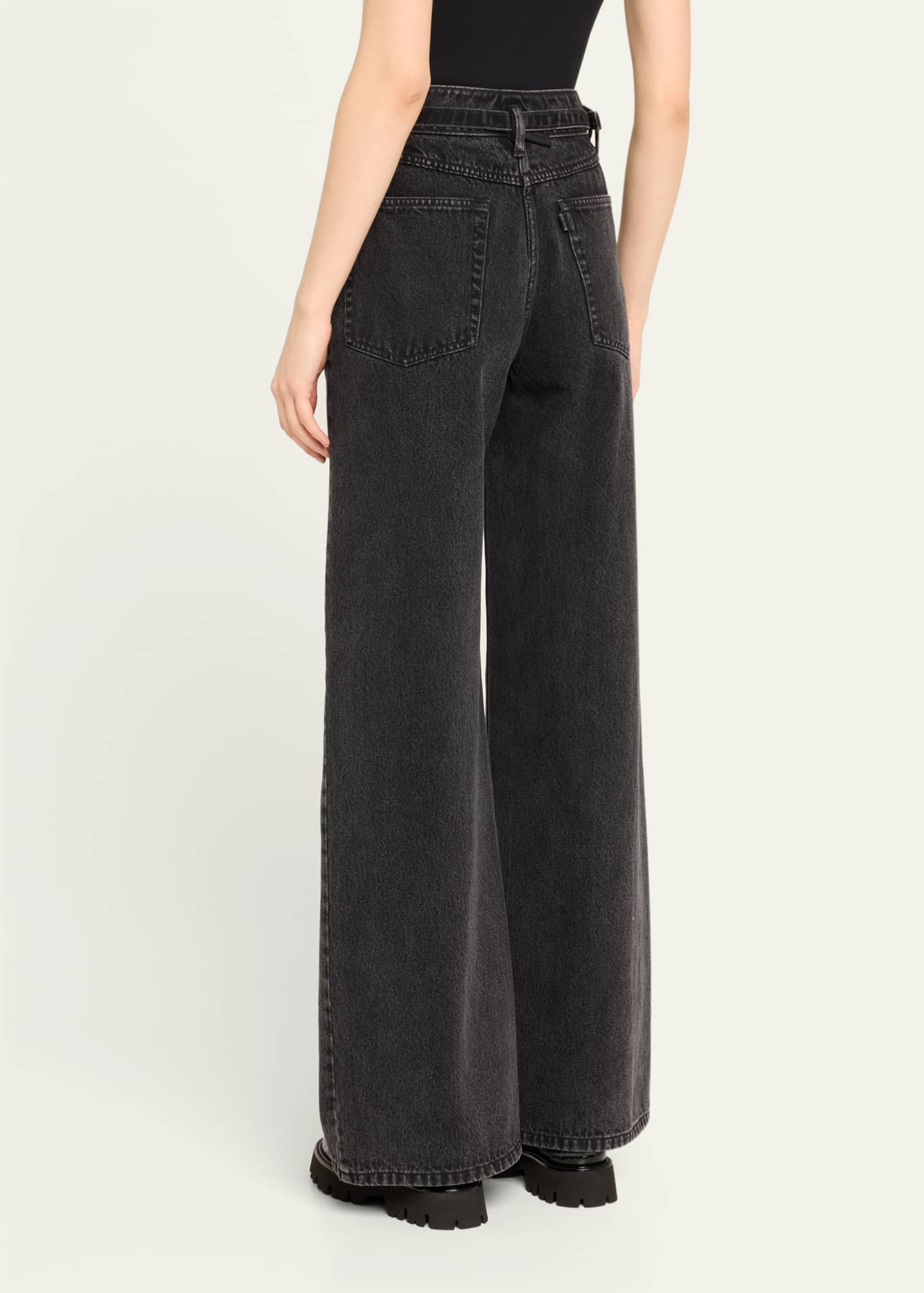 3.1 Phillip Lim Belted Wide-Leg Jeans Image 3 of 5