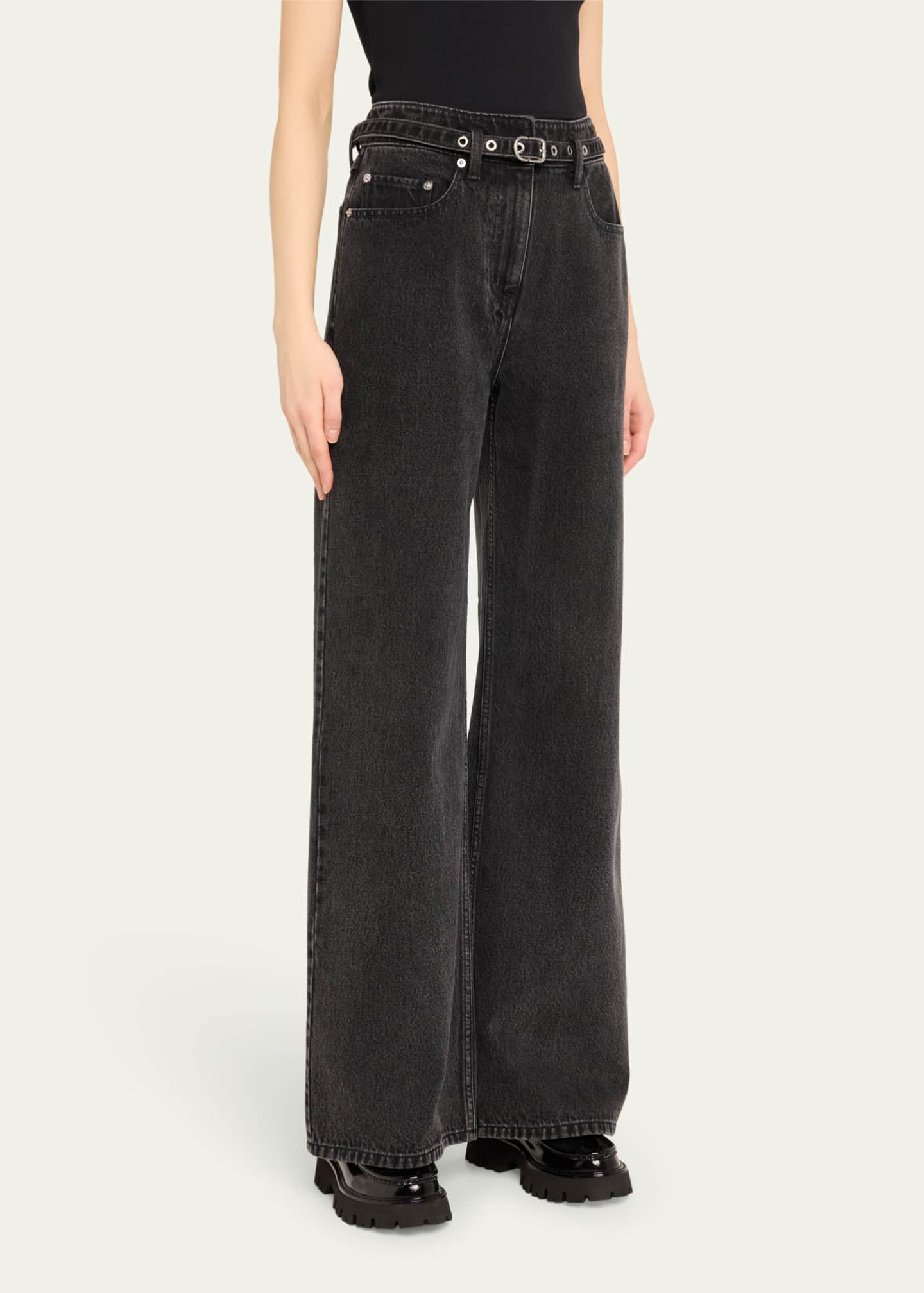 3.1 Phillip Lim Belted Wide-Leg Jeans Image 4 of 5