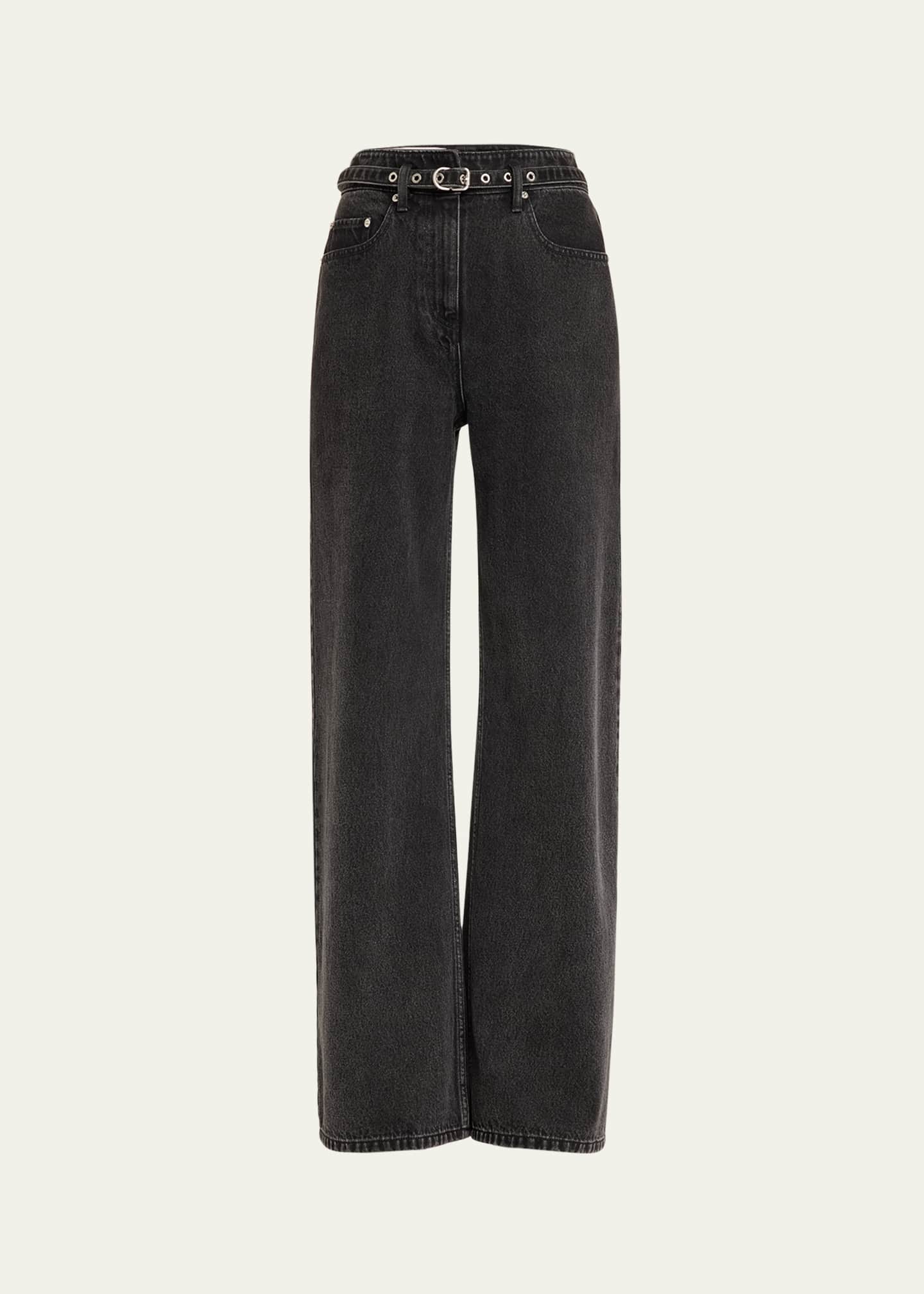 3.1 Phillip Lim Belted Wide-Leg Jeans Image 1 of 5
