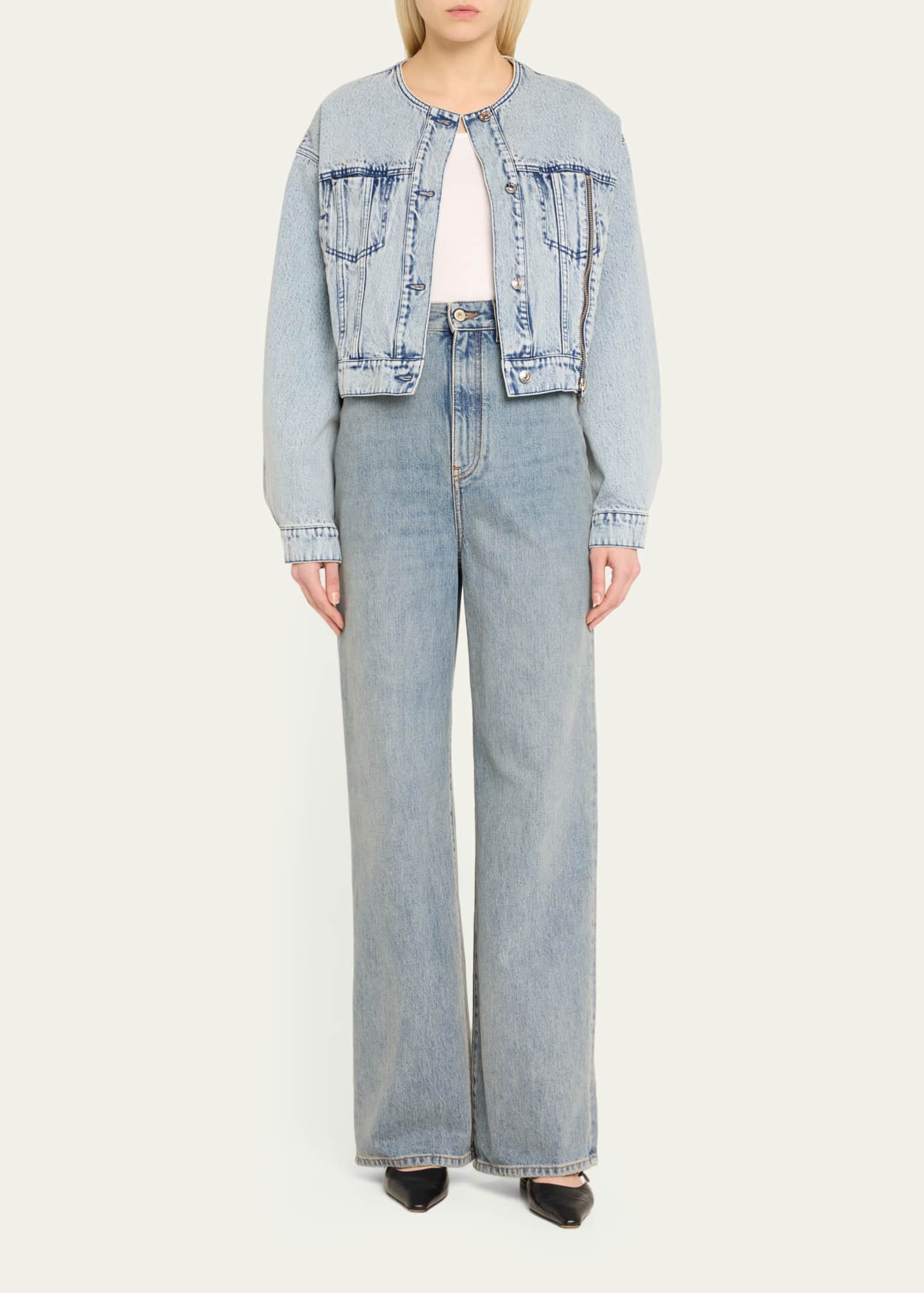3.1 Phillip Lim Collarless Denim Jacket Image 2 of 5