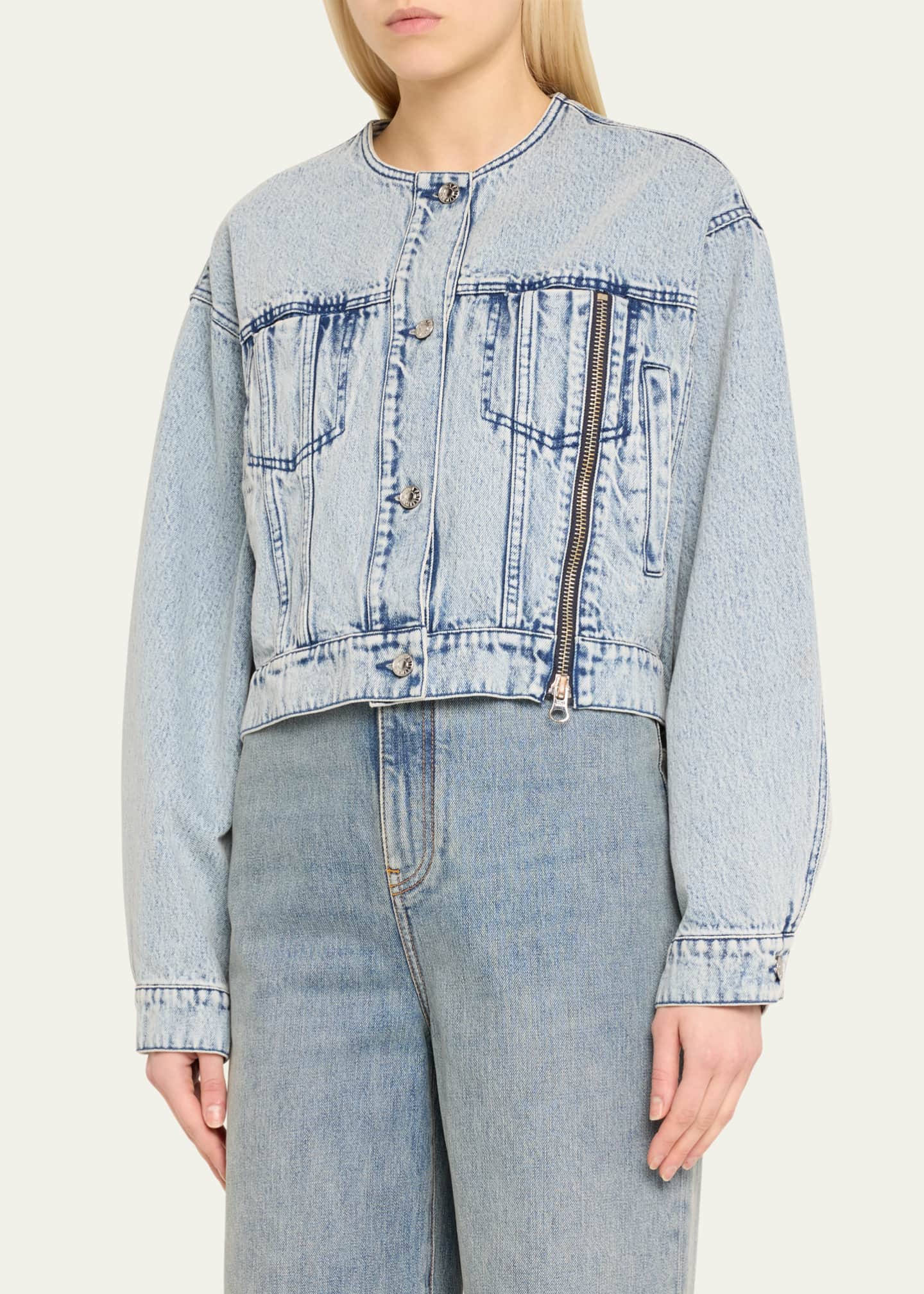 3.1 Phillip Lim Collarless Denim Jacket Image 4 of 5