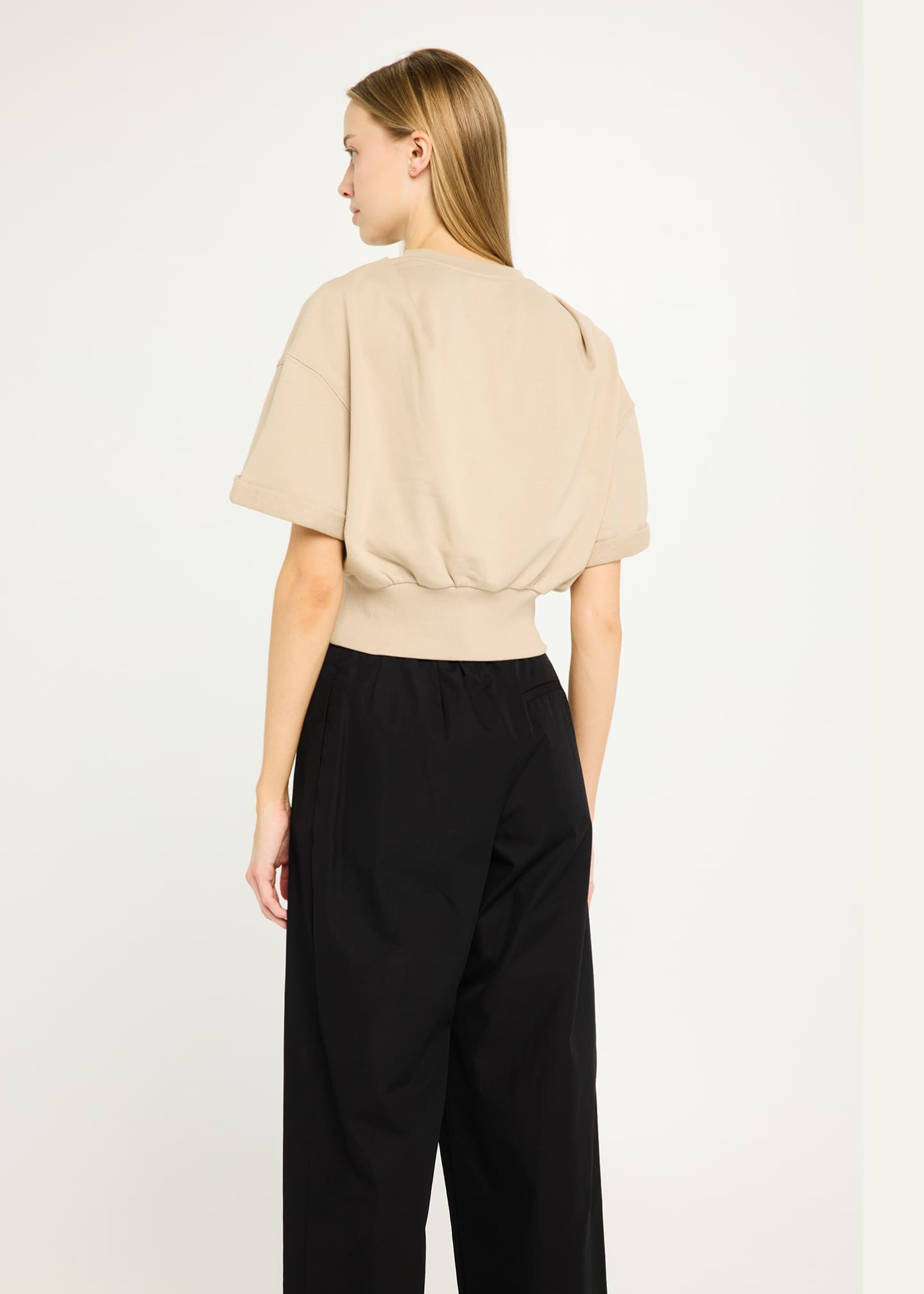 3.1 Phillip Lim Short-Sleeve Cropped Sweatshirt Image 3 of 5