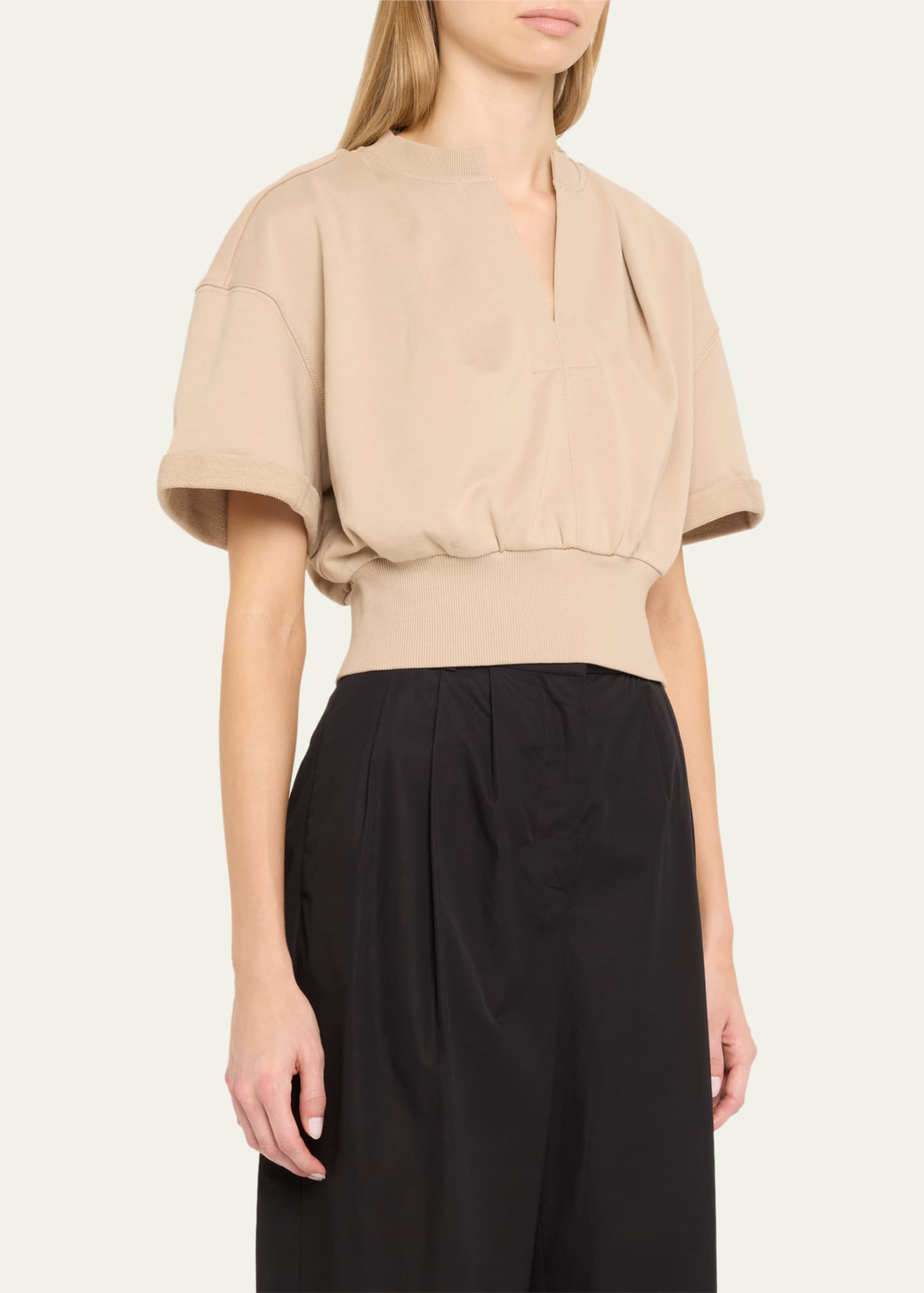 3.1 Phillip Lim Short-Sleeve Cropped Sweatshirt Image 4 of 5