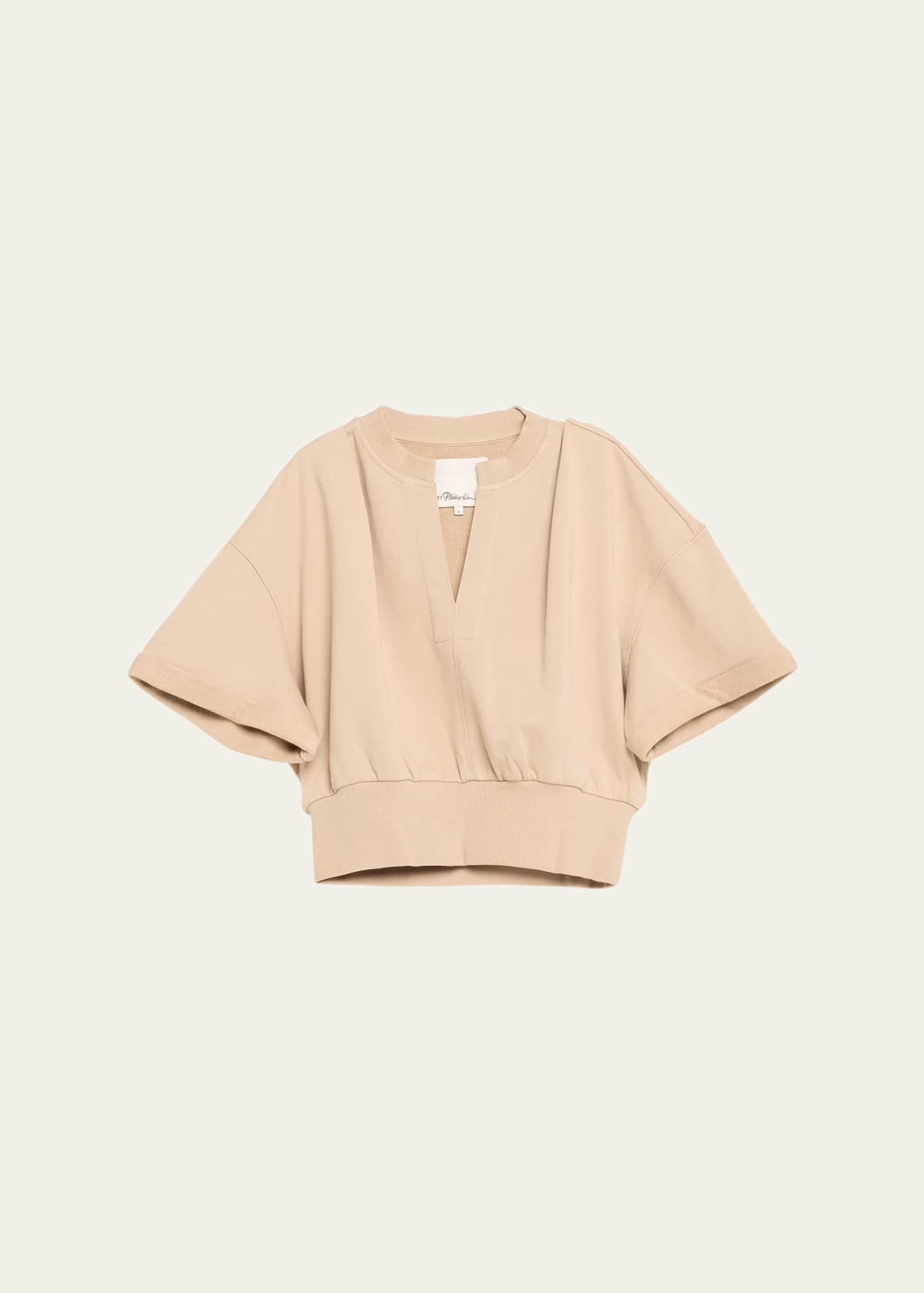 3.1 Phillip Lim Short-Sleeve Cropped Sweatshirt Image 1 of 5