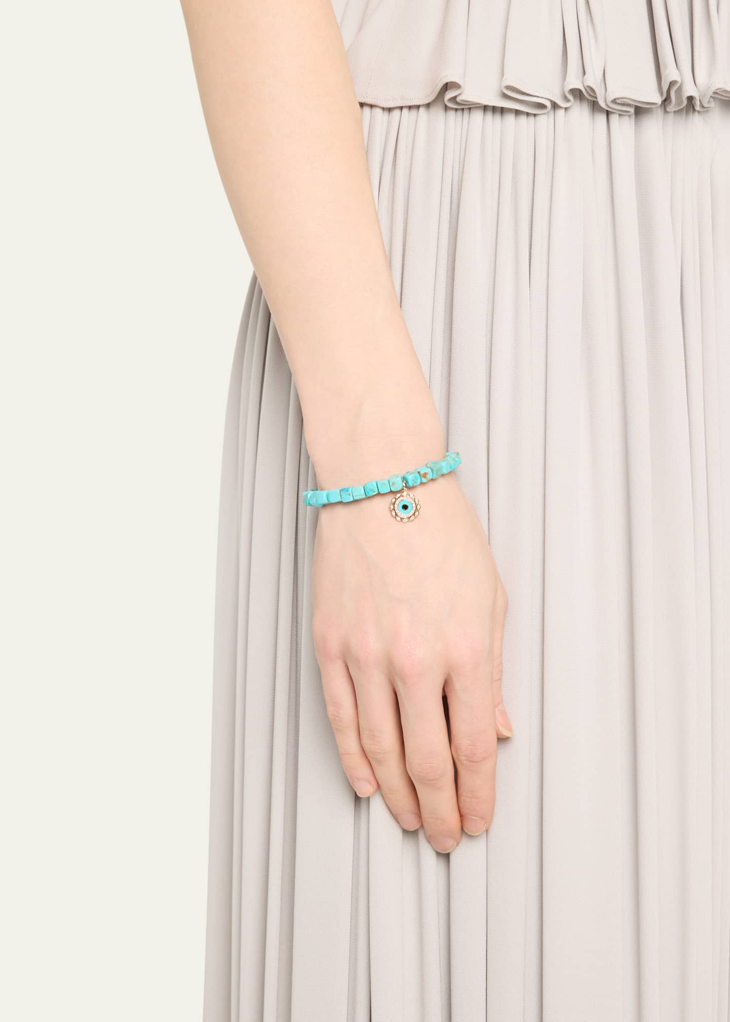 Sydney Evan 14K Gold and Diamond Marquise Eye Turquoise Bracelet Image 2 of 4