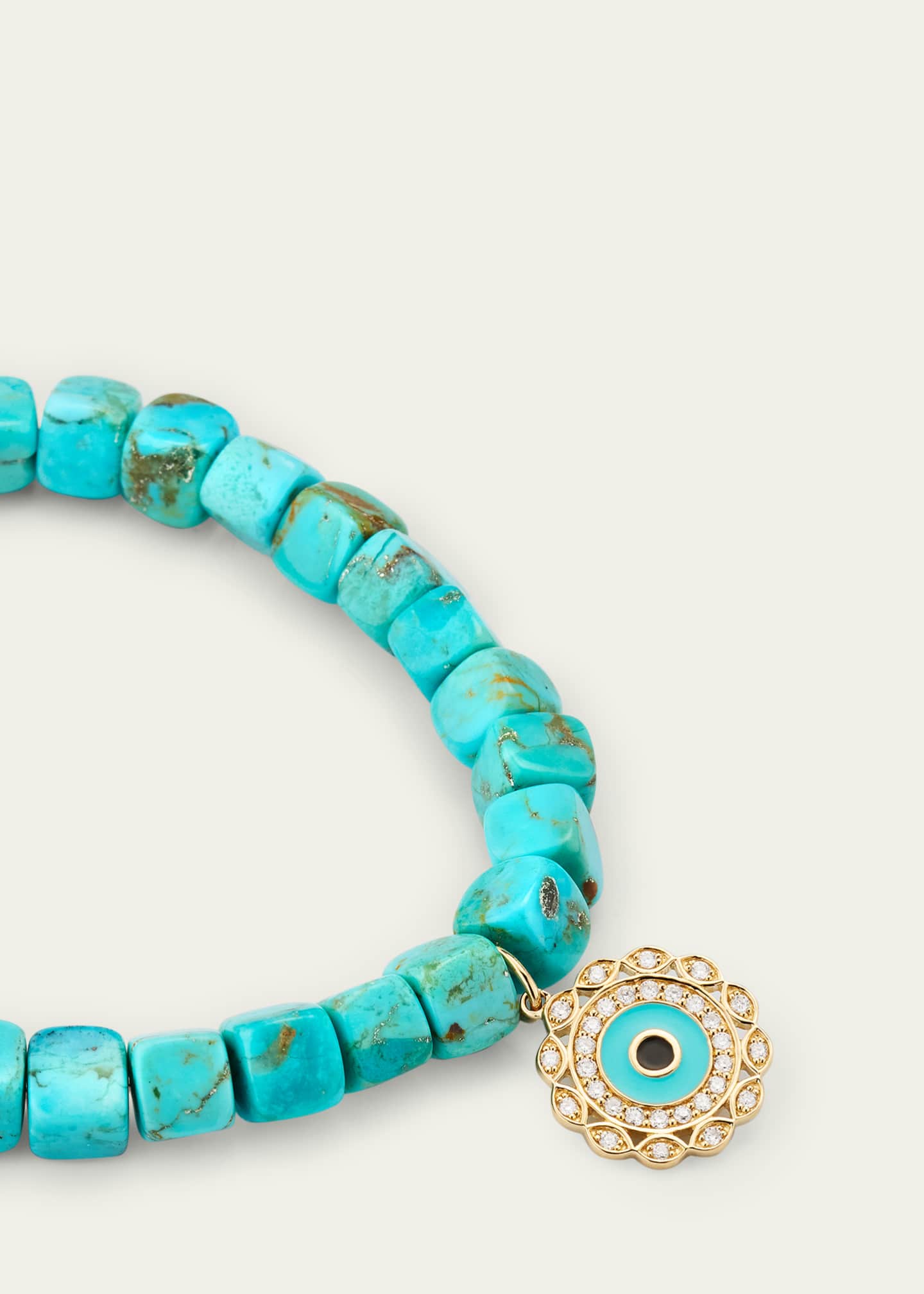 Sydney Evan 14K Gold and Diamond Marquise Eye Turquoise Bracelet Image 3 of 4