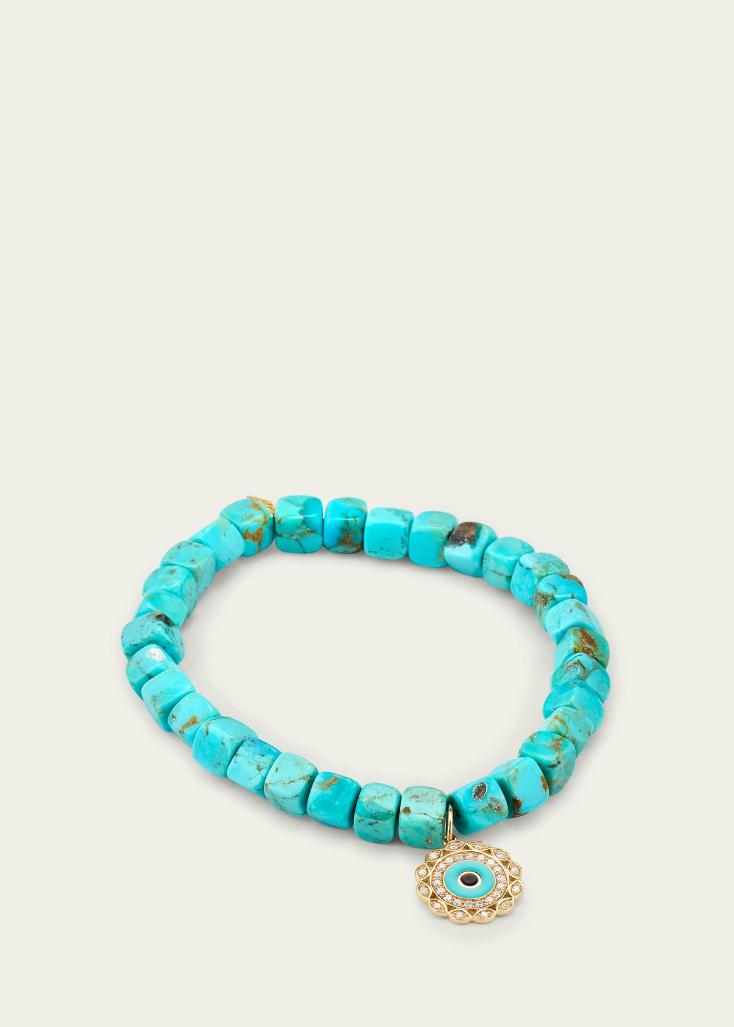 Sydney Evan 14K Gold and Diamond Marquise Eye Turquoise Bracelet Image 4 of 4