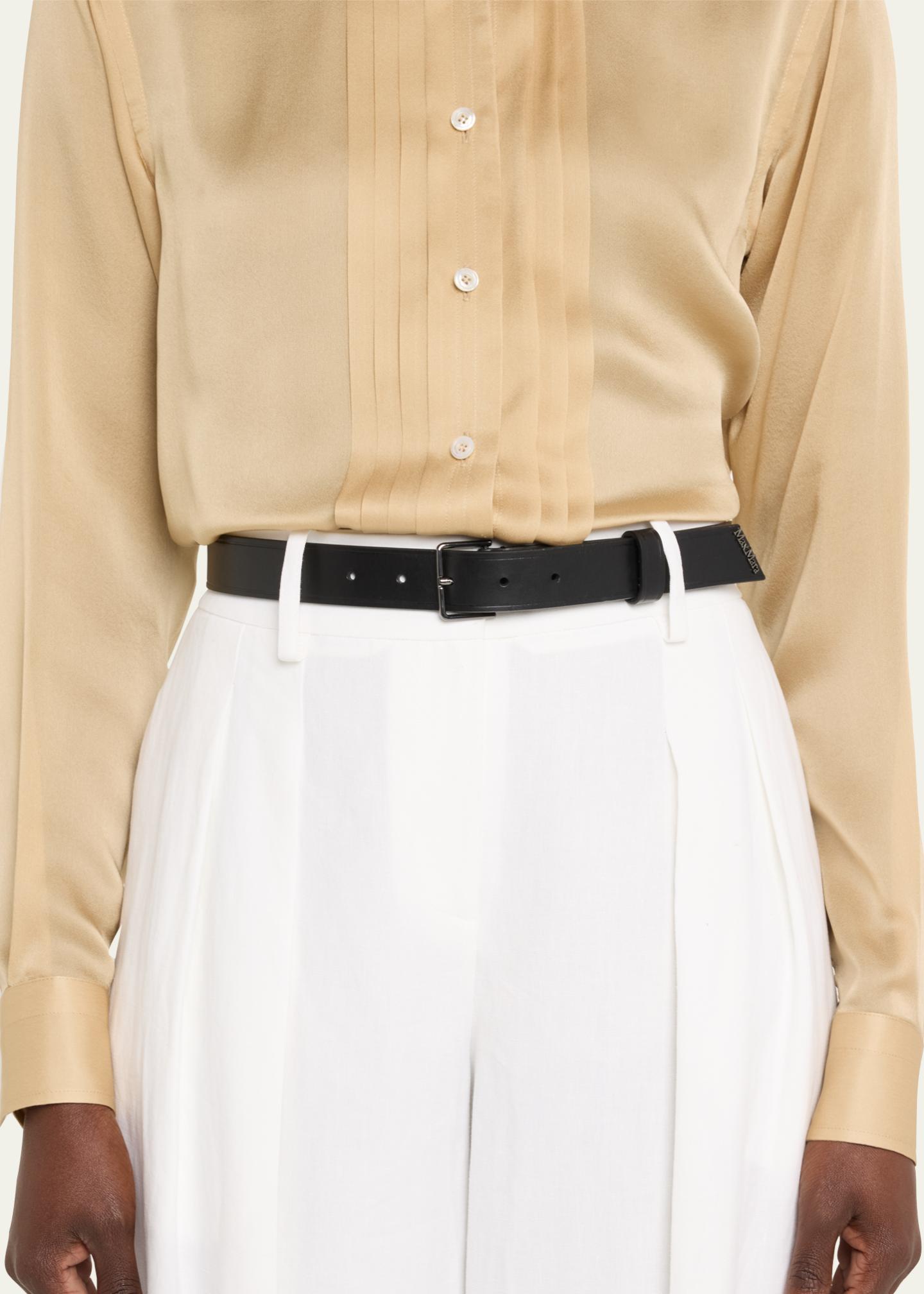 MAX MARA Fagus White Snake-Embossed Leather Belt | Weekend MaxMara Chic White Belt with Gold Accents main image 3