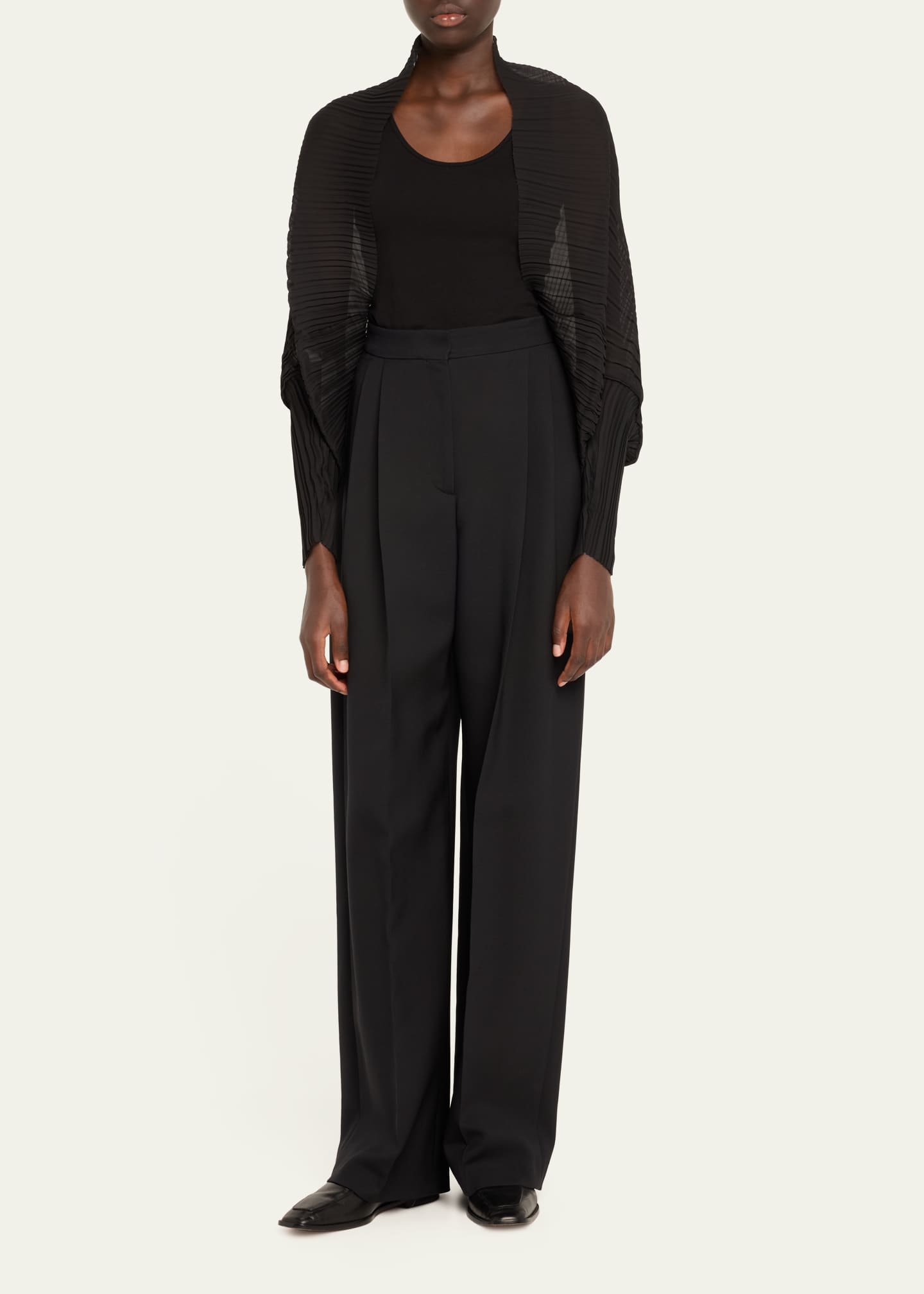 Max Mara Black Plisse Pleated Shrug Image 2 of 5
